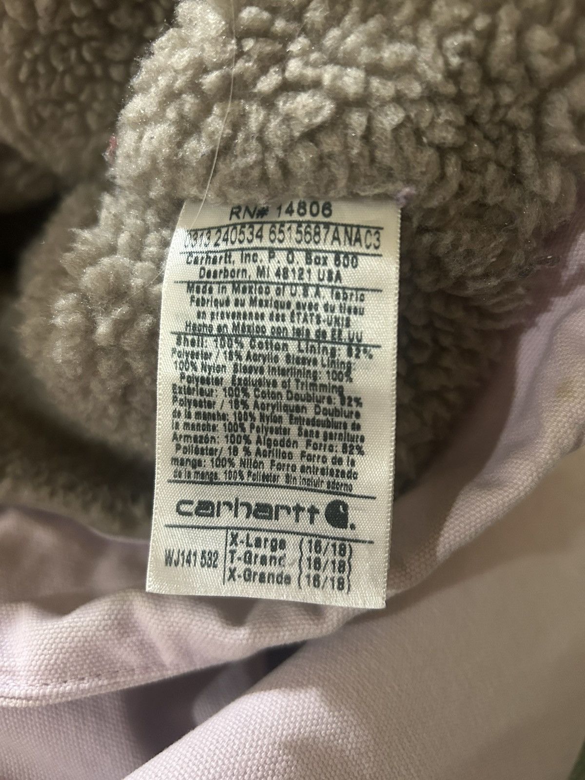 Carhartt Carhartt WJ141 532 Light Pink Canvas Sherpa Lined Jacket XL Size XL / US 12-14 / IT 48-50 - 8 Thumbnail
