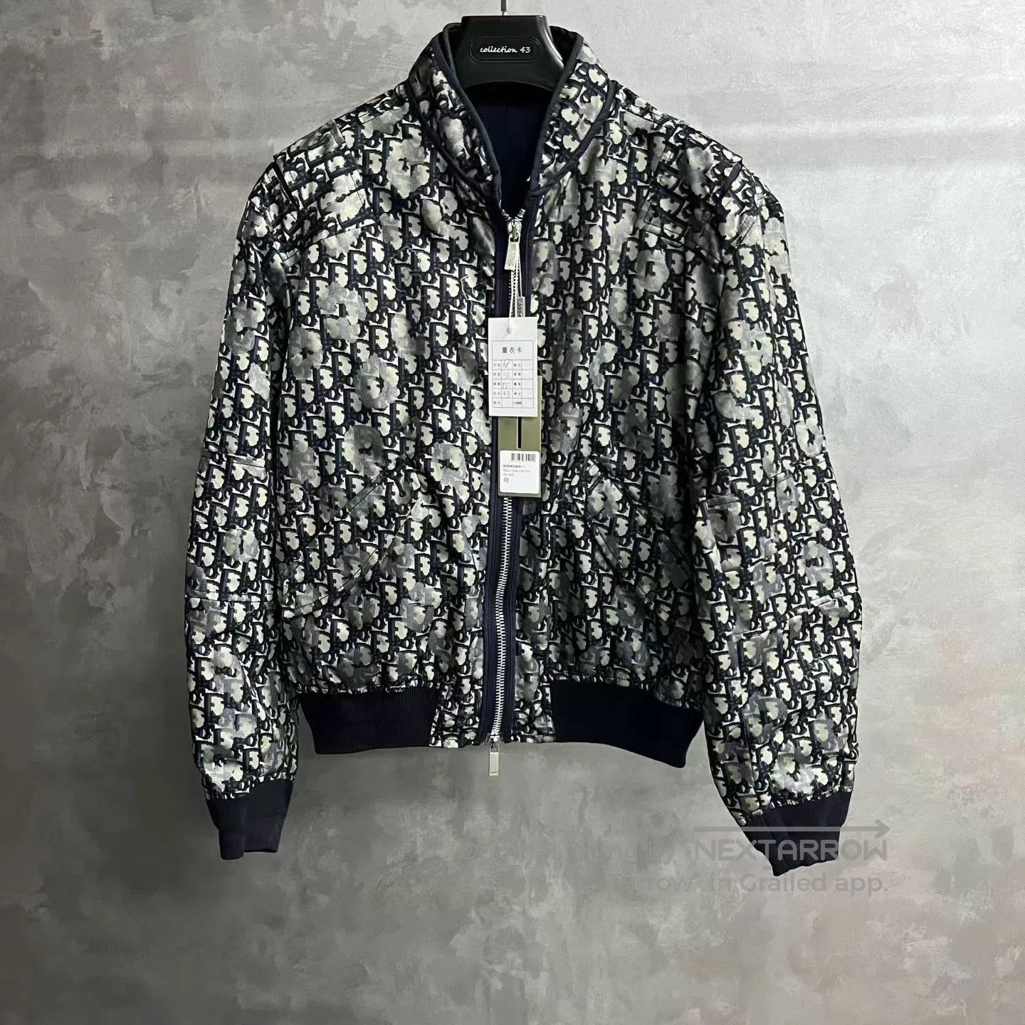 Dior Blue Monogram Zip Long Jacket.