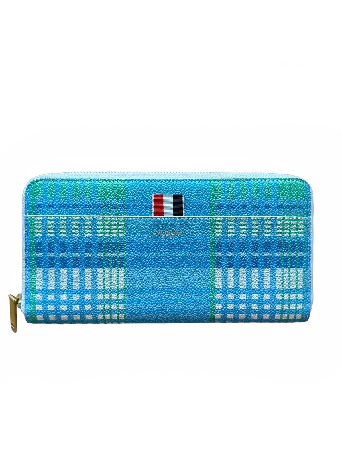 Thom Browne Pebble Grain Blue Plaid Leather Wallet Size ONE SIZE - 1 Thumbnail