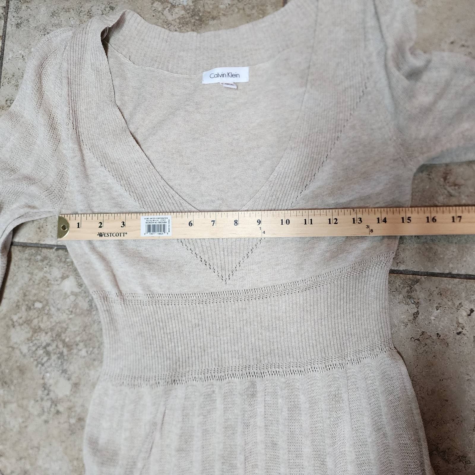Calvin Klein Calvin Klein 100% cotton tan 3/4 sleeve knit dress sz Small Size S / US 4 / IT 40 - 7 Thumbnail