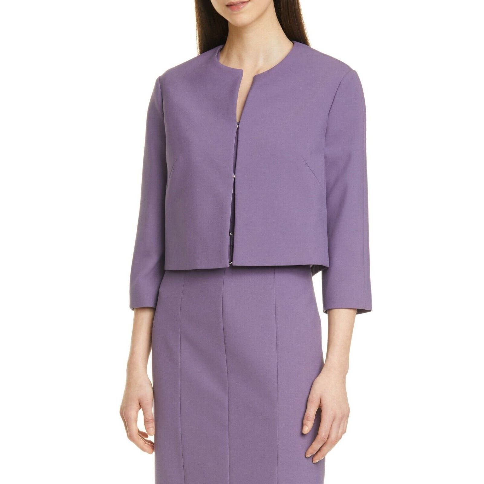 image of Boss By Hugo Boss Collarless Short Purple Blazer | Size 2, Women's