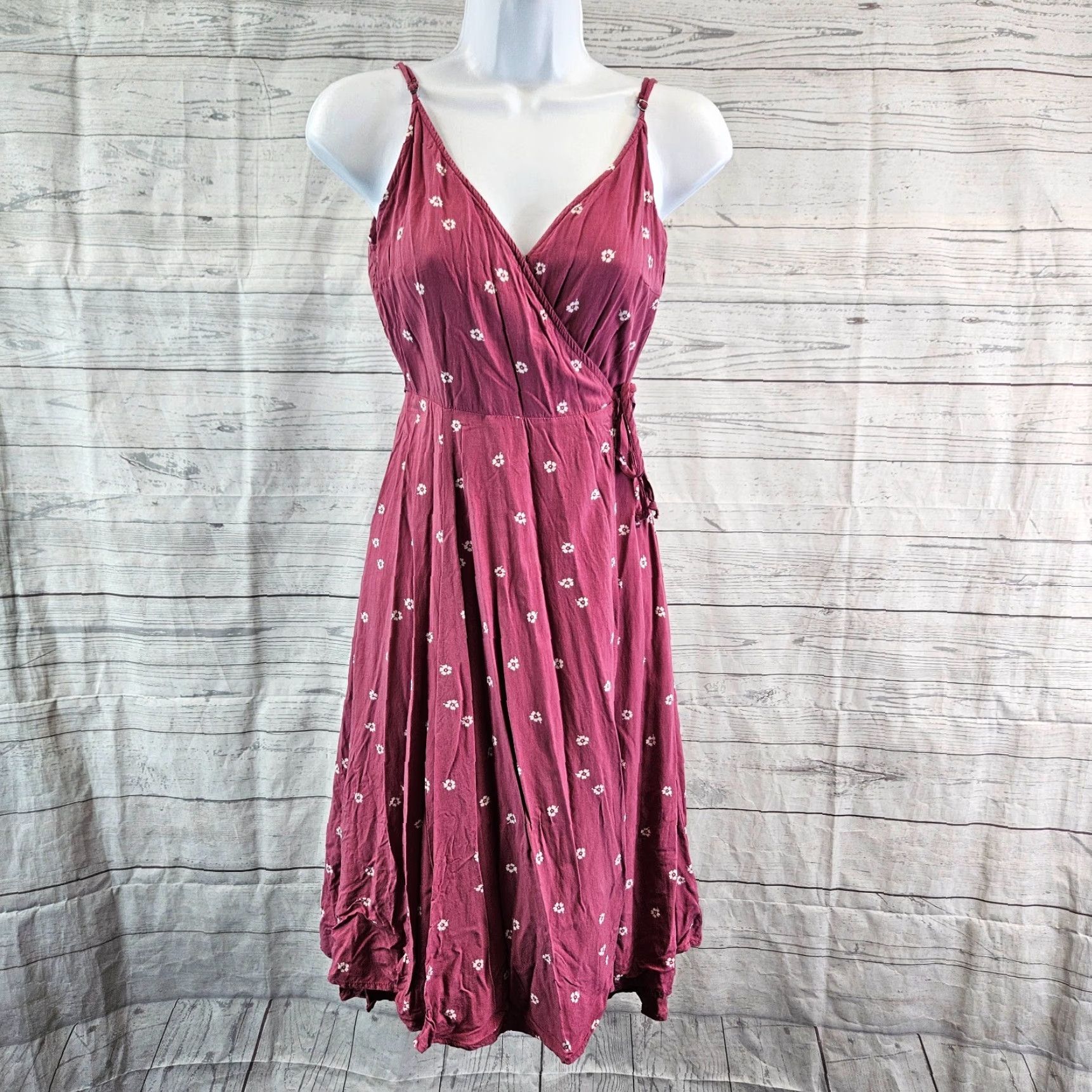 Abercrombie & Fitch Abercrombie & Fitch Womens Wrap Dress Sz XSP Pink White Floral Sleeveless Size XS / US 0-2 / IT 36-38 - 2 Thumbnail