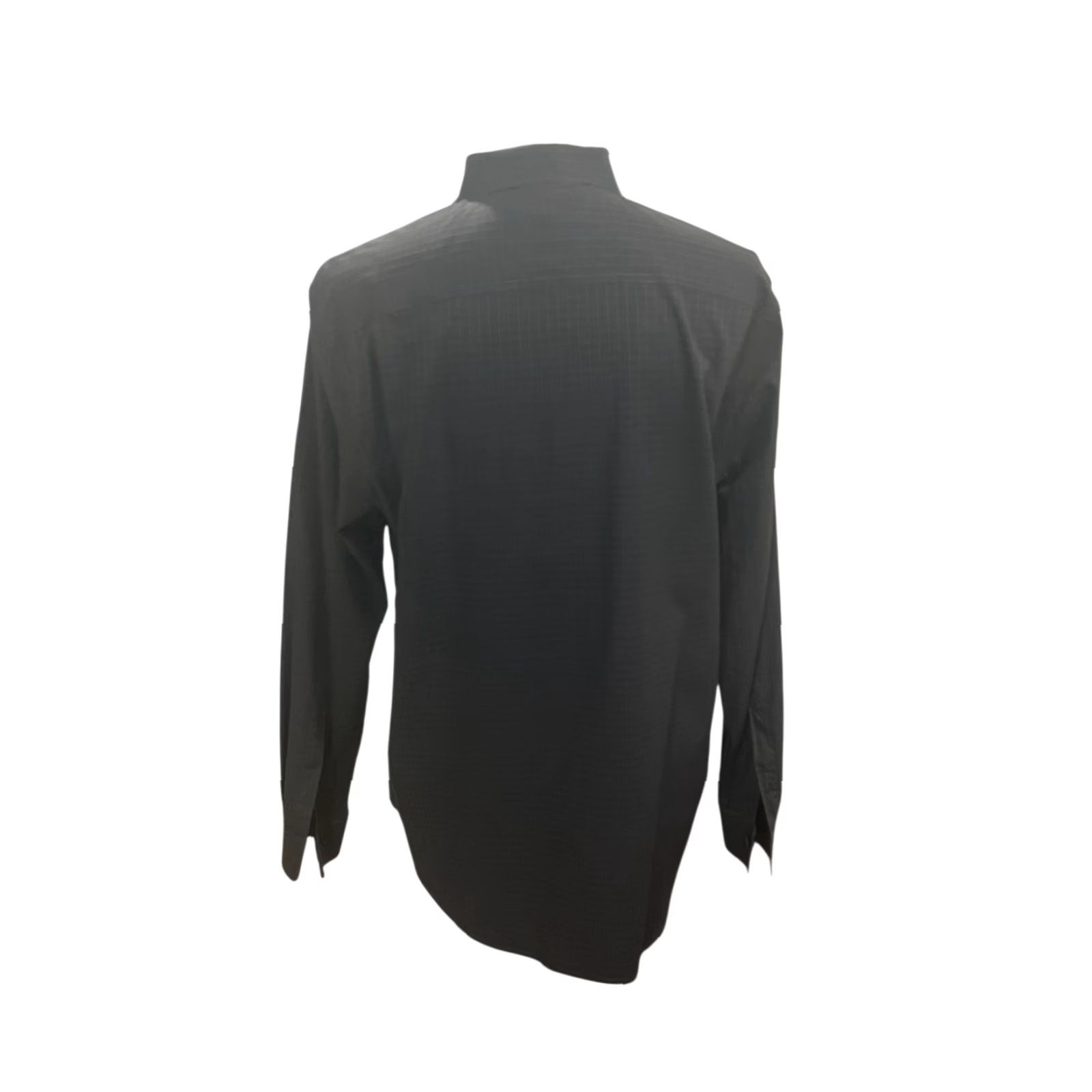 Perry Ellis Perry Ellis Non-Iron Mens XL Spread Collar 100% Cotton Black Windowpane Dress Shirt Size 46R - 5 Thumbnail
