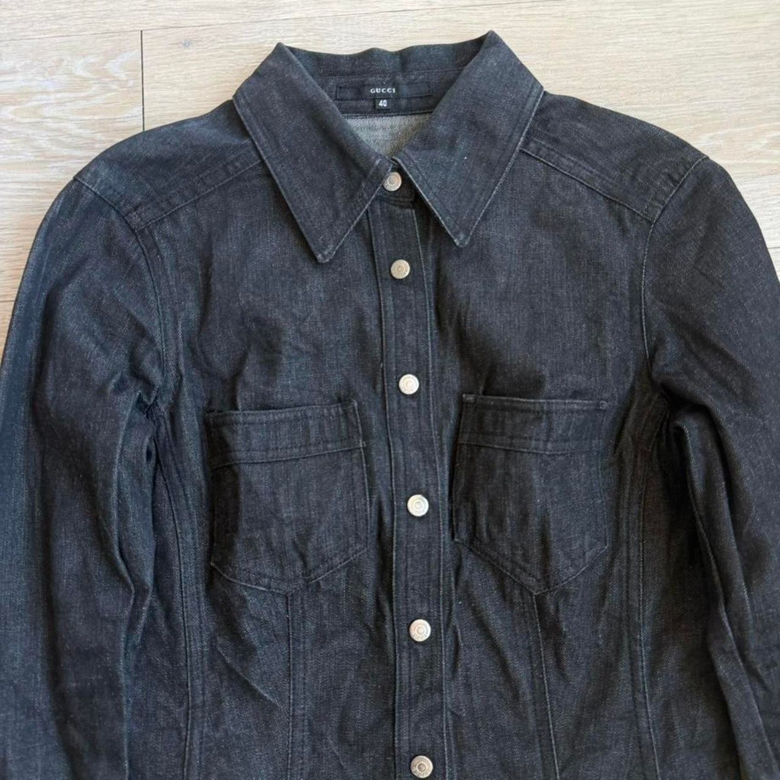 Gucci Gucci by Tom Ford SS1998 Denim Jacket Black Size S / US 4 / IT 40 - 4 Thumbnail
