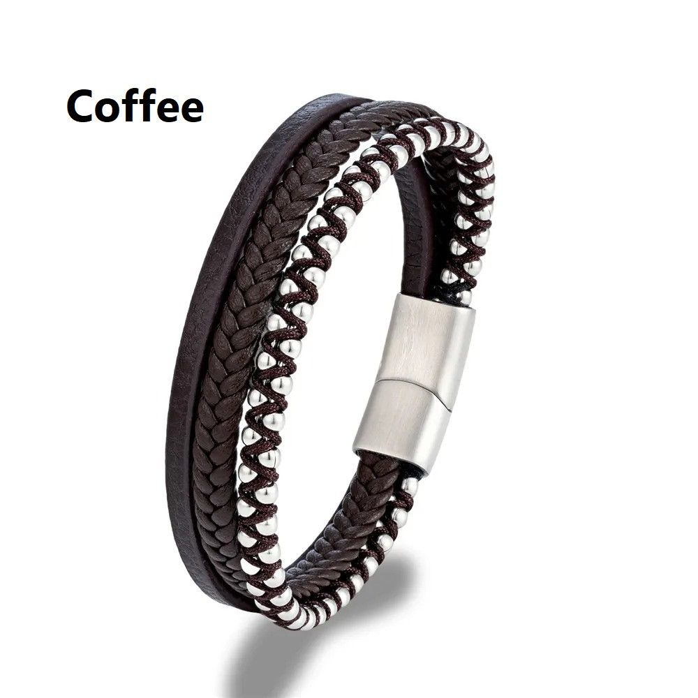 Other Multi-Layer Braided Leather Bracelet Cuff Gift For Him Size ONE SIZE - 6 Thumbnail