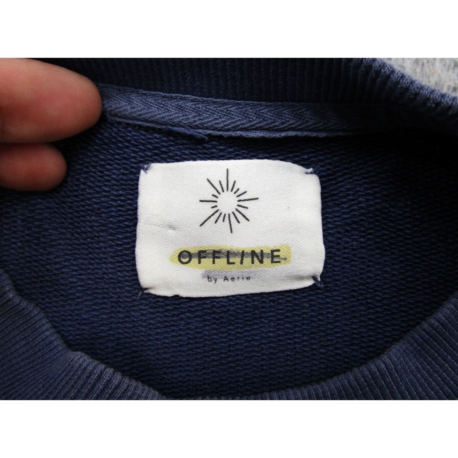 Vintage Aerie Sweatshirt Logo Pullover Embroidered Cotton Blue Women's L Size L / US 10 / IT 46 - 3 Thumbnail