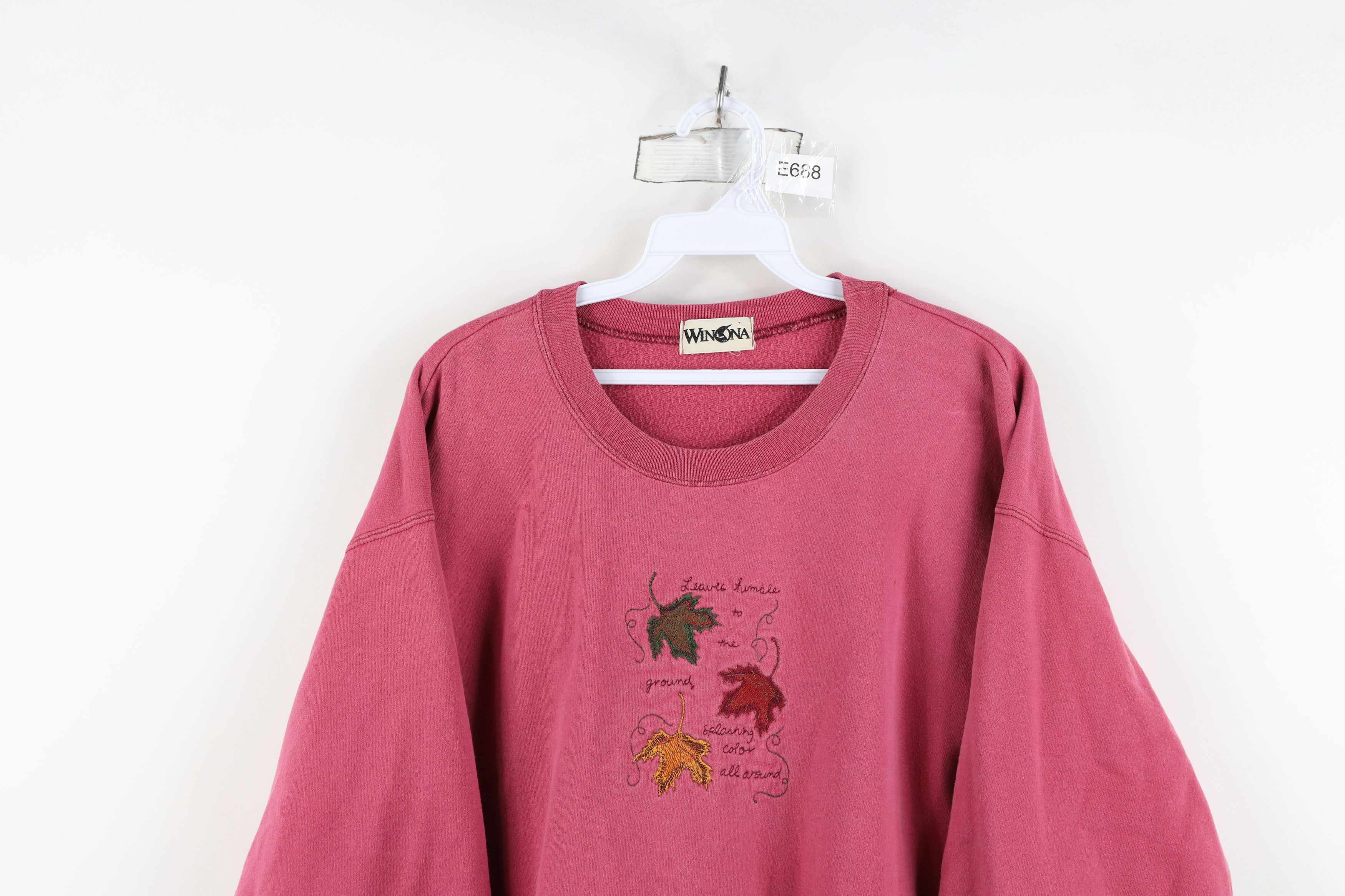 Vintage Vintage 90s Streetwear Nature Fall Leaves Sweatshirt Pink Size L / US 10 / IT 46 - 2 Thumbnail