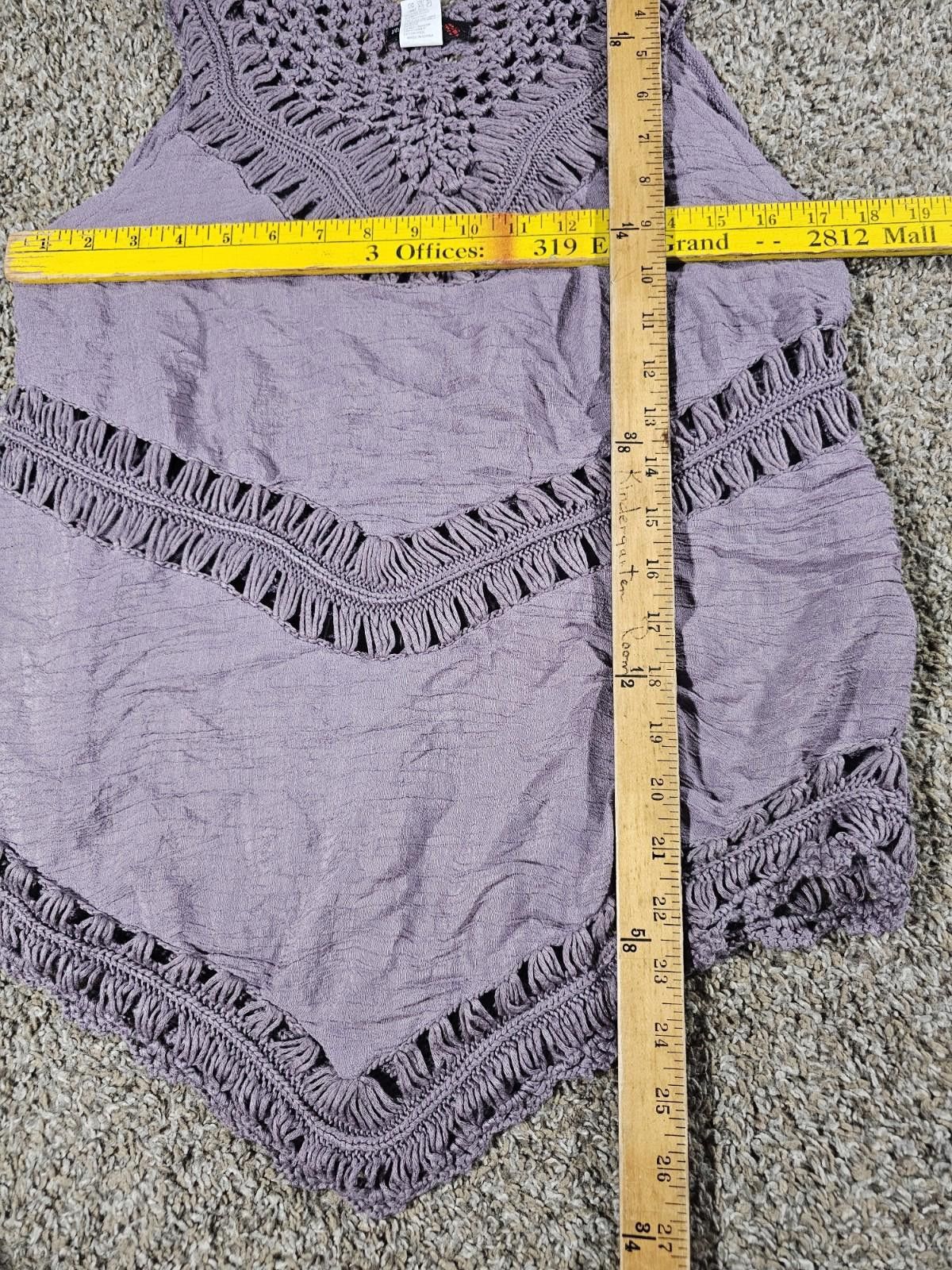 Designer Vivid Importers NY Laven Western Boho Crocheted Purple Top M Size M / US 6-8 / IT 42-44 - 3 Thumbnail