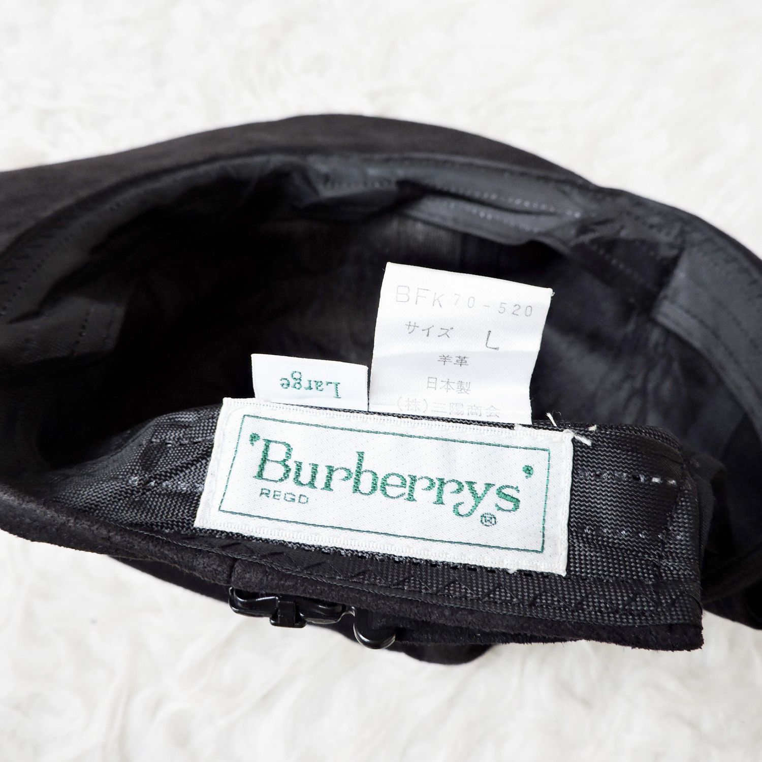 Burberry BURBERRY SUEDE SHEEPSKIN LOGO HAT CAP Size ONE SIZE - 4 Thumbnail