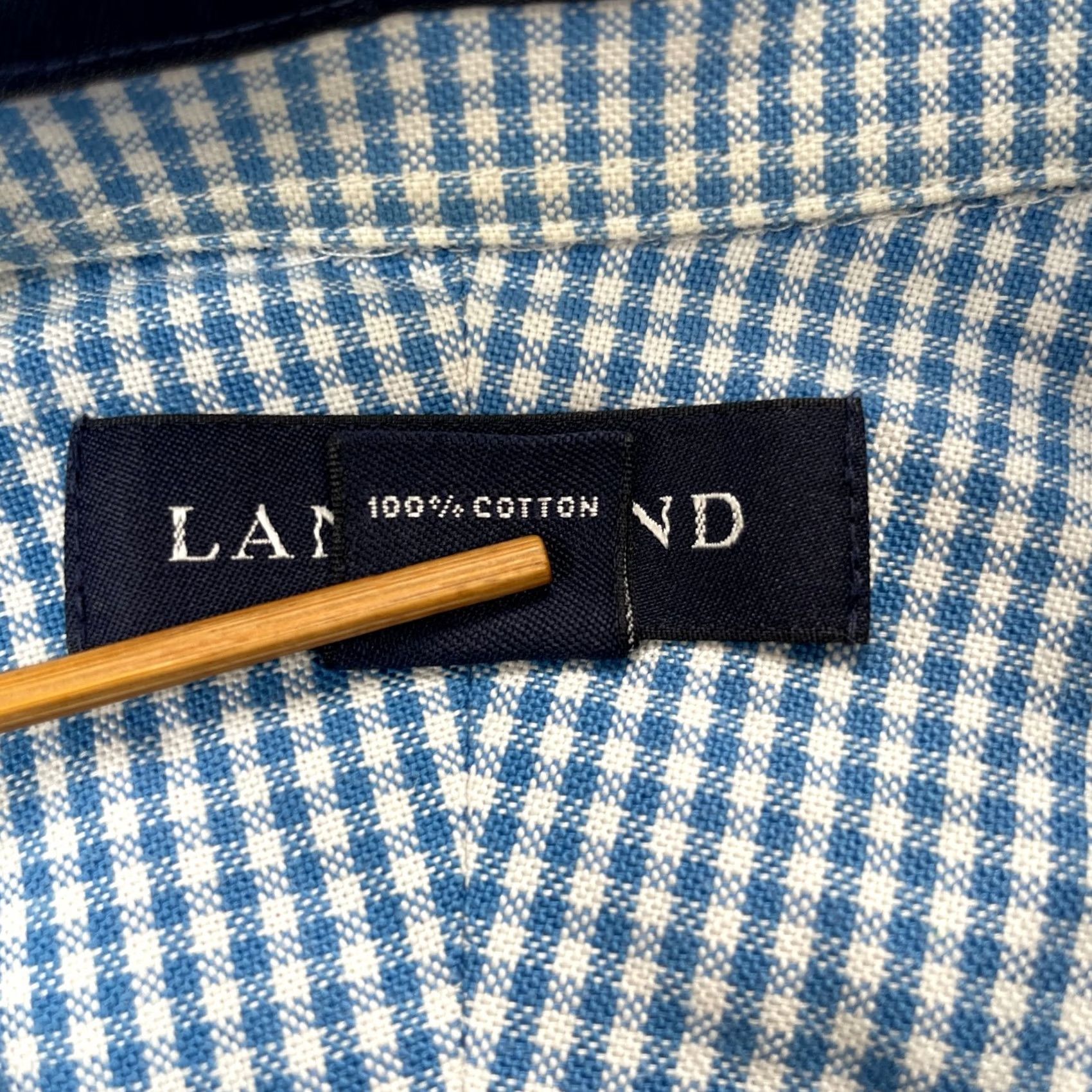 Lands' End VTG Lands' End Shirt Mens 36 Tall Blue No Iron Dress Gingham Button-Down Casual Business Long Sleeve 100% Cotton Regular Womens? Size 36R - 4 Thumbnail