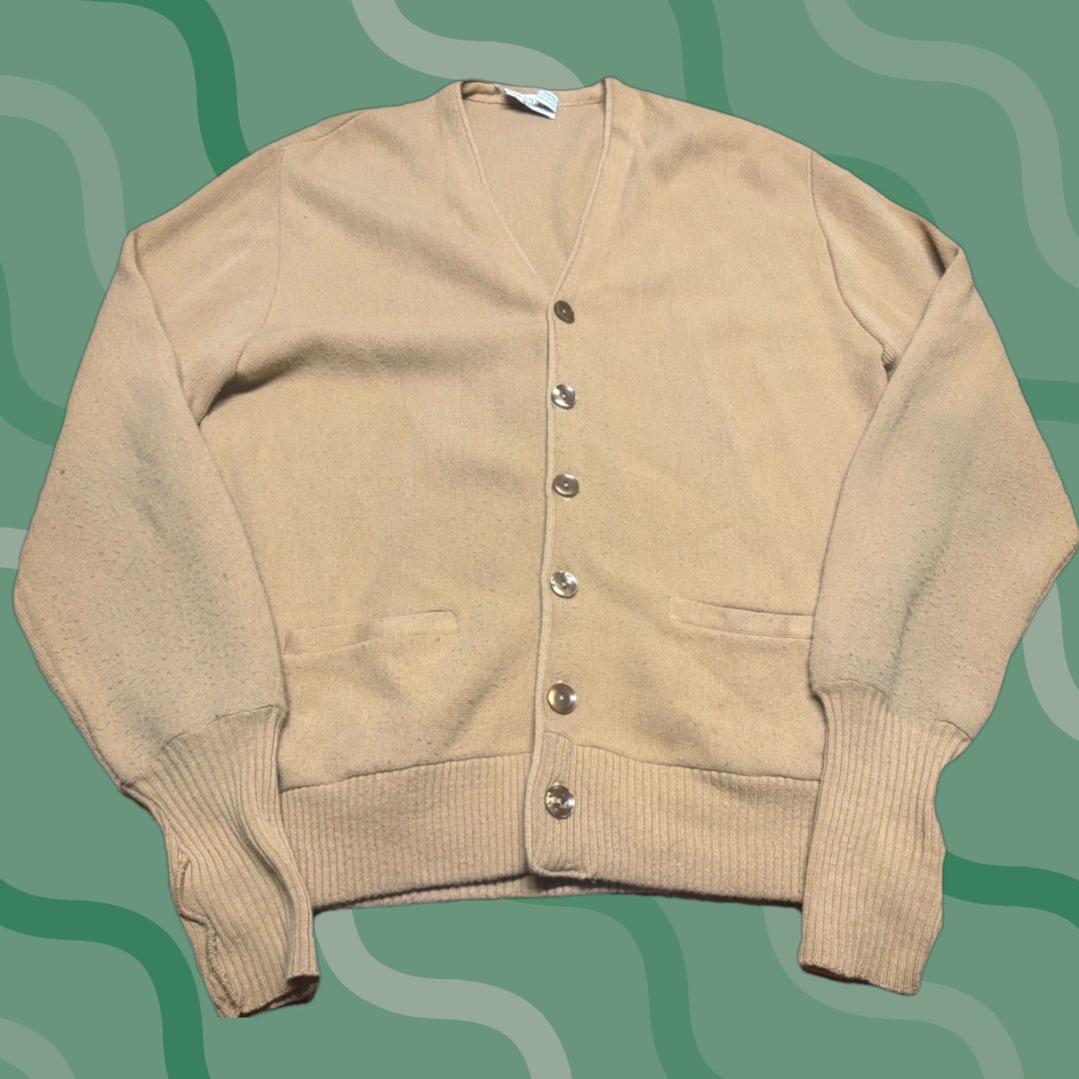 Vintage VINTAGE 60s 70s Wool Blend Cardigan Grandpa Sweater M Beige Men's / Unbranded Cardigan Size US M / EU 48-50 / 2 - 1 Thumbnail