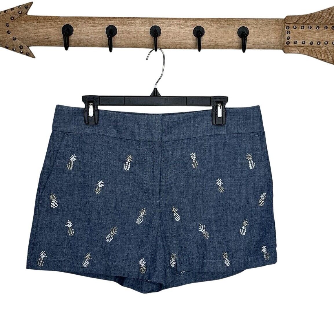 Loft Loft | Blue Chambray Pineapple Embroidered Rivera Shorts Size 28" / US 6 / IT 42 - 1 Thumbnail