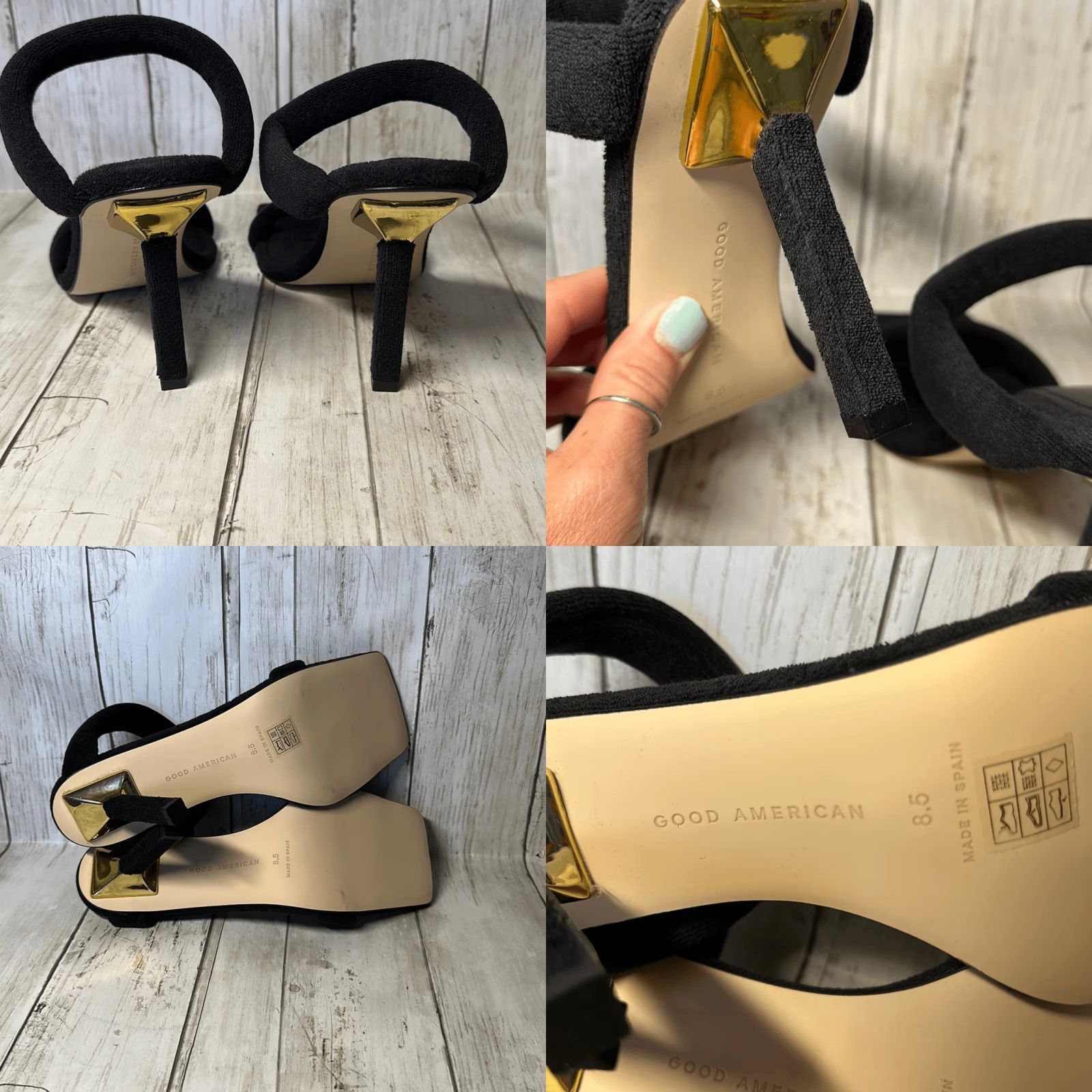 Good American **Good American Black Terry Strappy Women's Heels Size 8.5 NEW** User: **Good American Black Terry Strappy Heels Size 8.5 NEW** Size US 9 / IT 39 - 8 Thumbnail