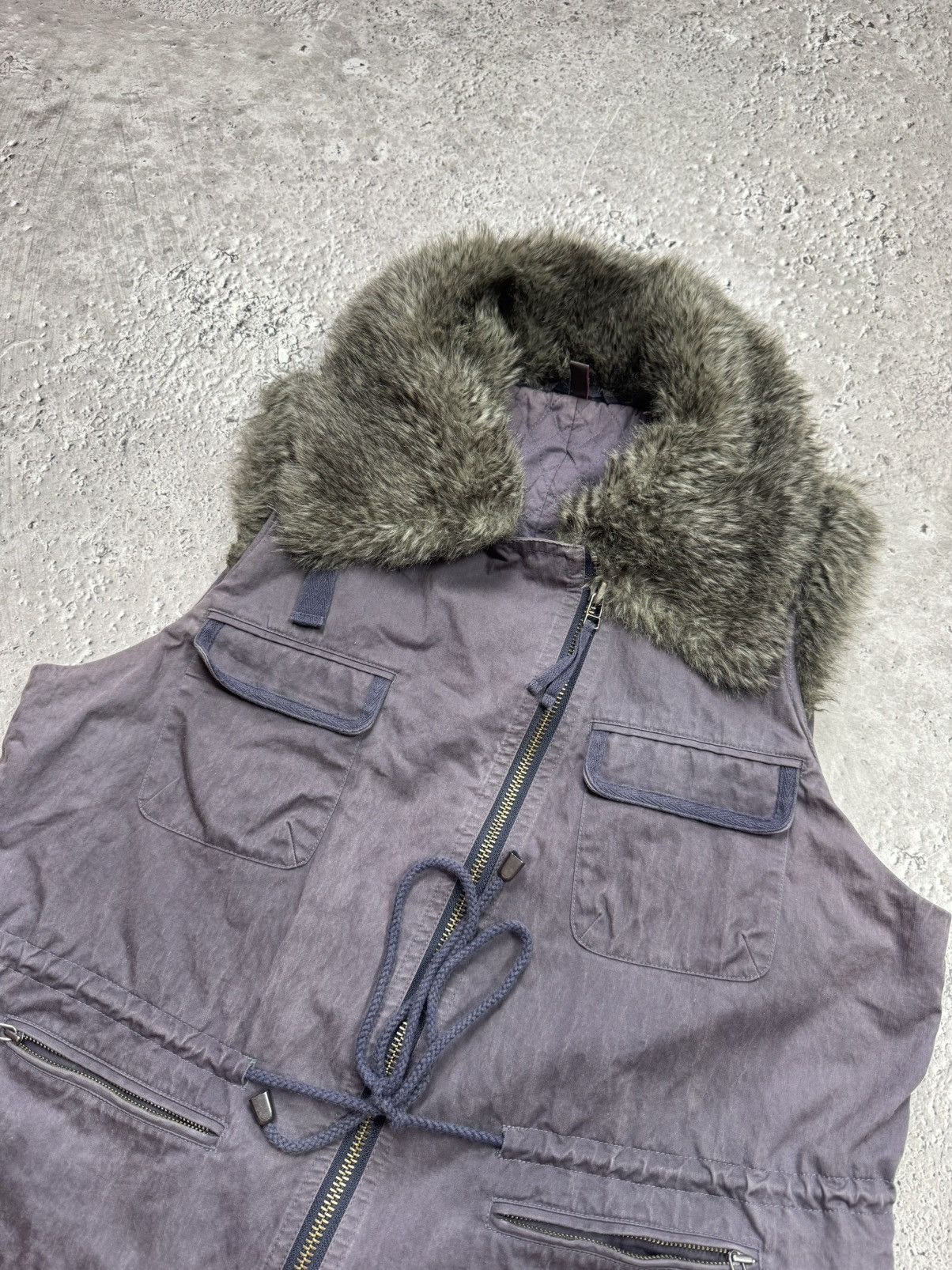 Other Vintage Womens Faux Fur Cargo Vest Y2K Zip Gilet Size M / US 6-8 / IT 42-44 - 8 Thumbnail