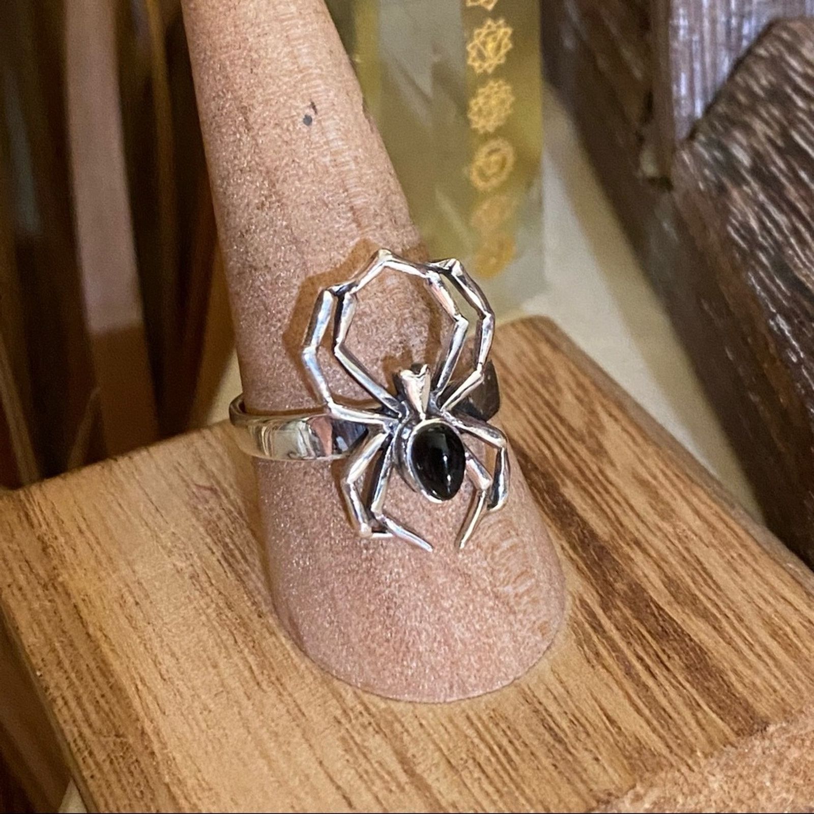 The Unbranded Brand Spider Black Onyx Sterling Silver Ring Size ONE SIZE - 3 Thumbnail