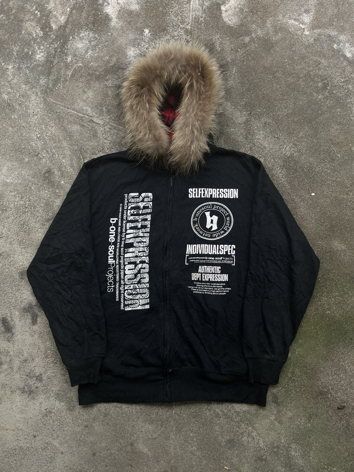 Japanese Brand B-ONE SOUL CRAZY POEM FUR HOODIE IFSIXWASNINE LGB STYLE Size US L / EU 52-54 / 3 - 1 Thumbnail