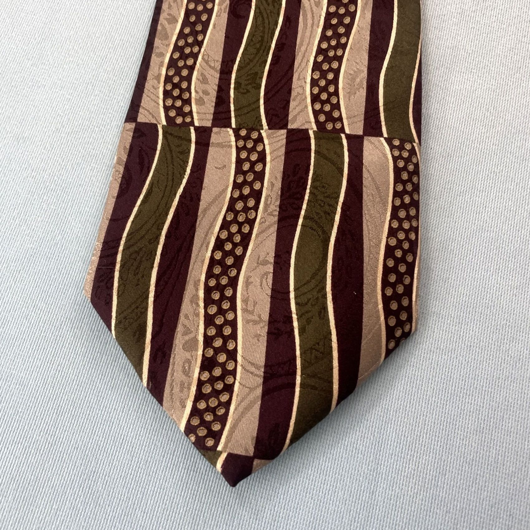 Vintage VINTAGE Clubfellow Italy Silk Necktie MCM Wavey Stripe Earth Psychedelic Geometric 4x60 Neck Tie Men Size ONE SIZE - 2 Thumbnail