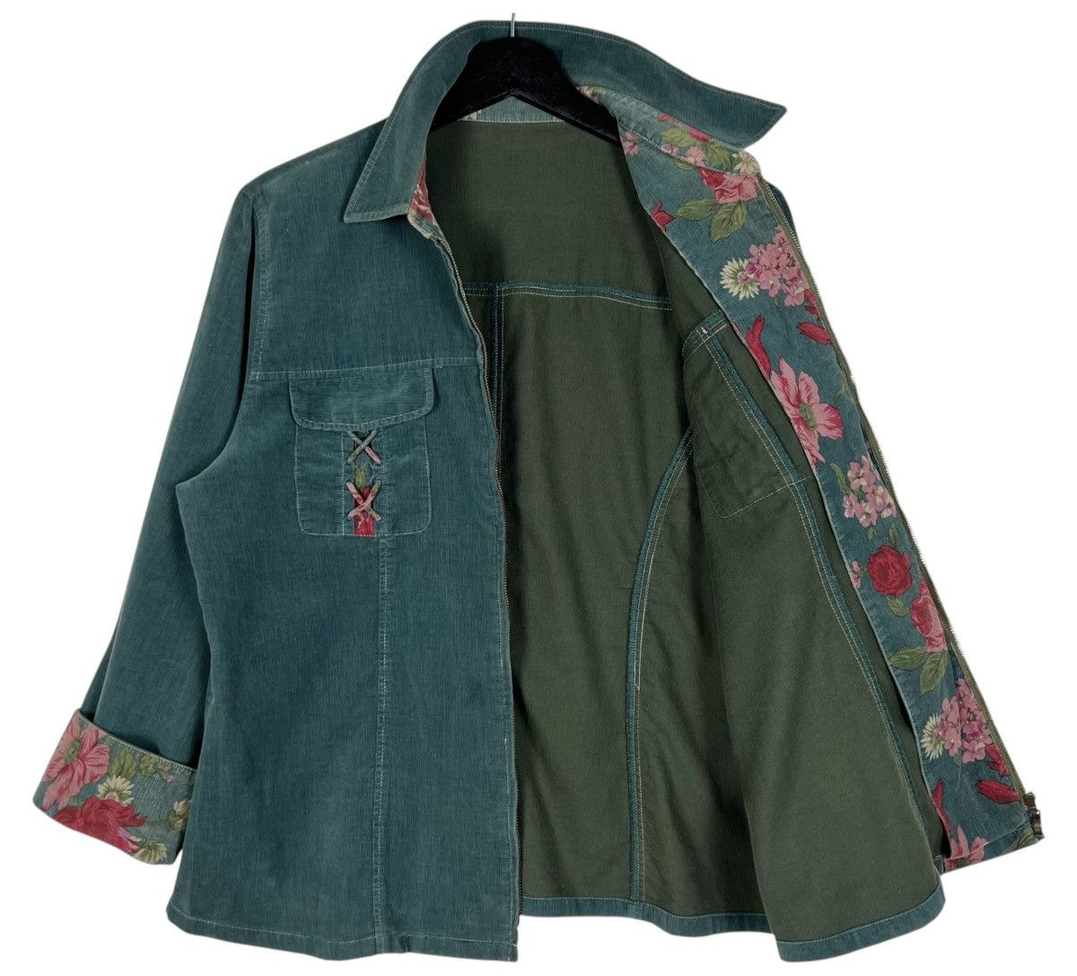 Longchamp 90s Vintage Longchamp Corduroy Zipper Shirt Size M / US 6-8 / IT 42-44 - 3 Thumbnail