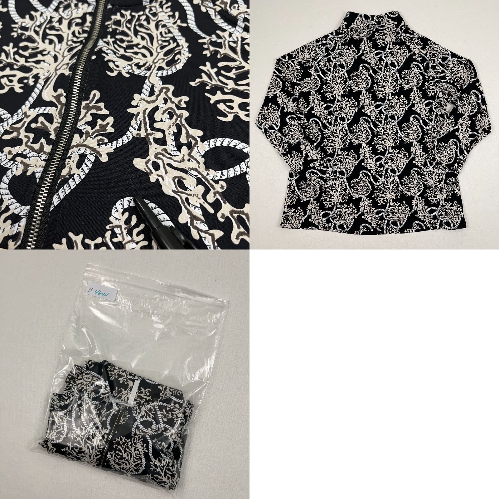 Vintage Lulu B Jacket Womens L Black White Coral Rope Coastal Half Zip Active Breathable Lightweight Full Zip Geometric Pattern Athletic Jacket Women L Black Size L / US 10 / IT 46 - 8 Thumbnail