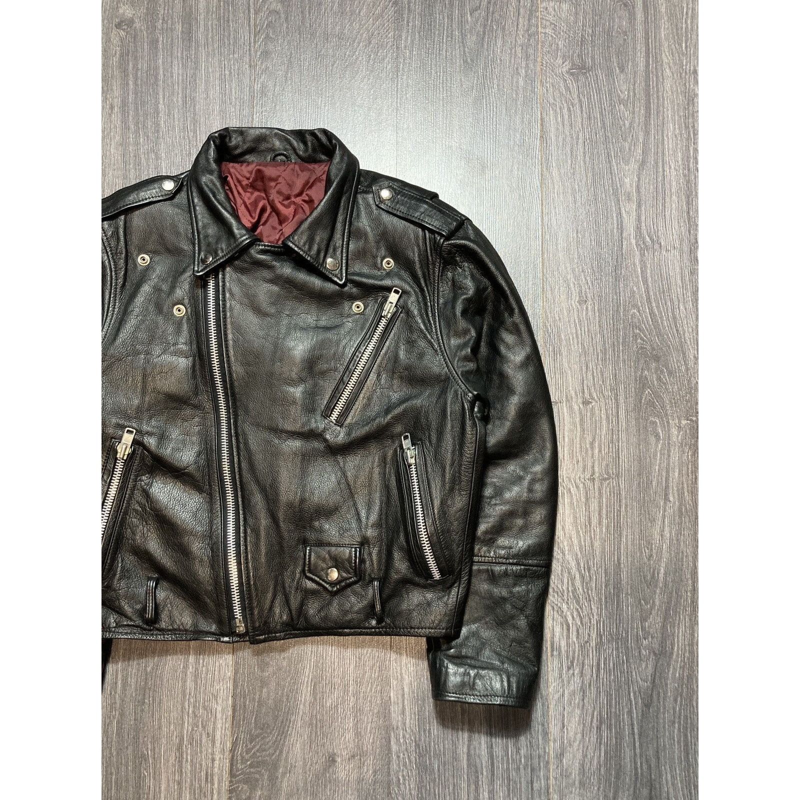 Genuine Leather Vintage 90s Leather Cropped Punk Rock Jacket Size US M / EU 48-50 / 2 - 3 Thumbnail