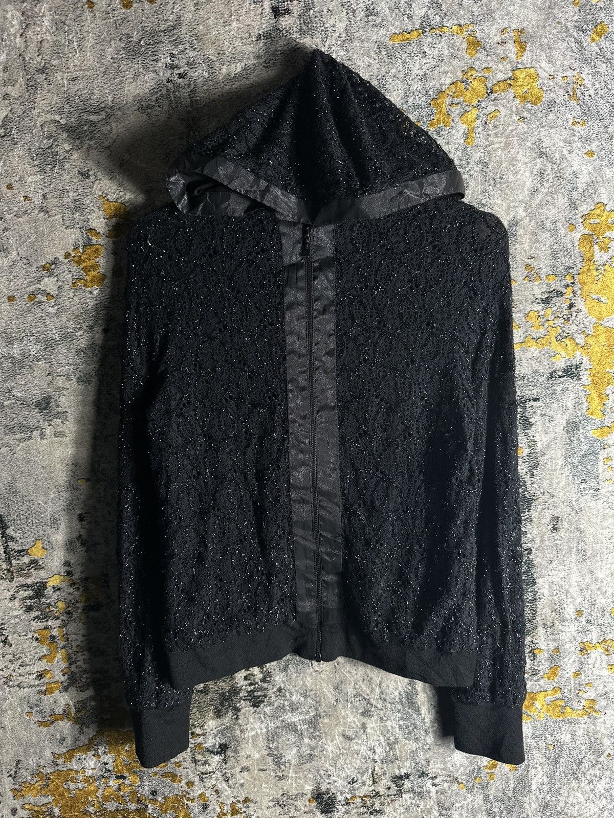 If Six Was Nine × Japanese Brand × Le Grande Bleu (L.G.B.) IF SIX WAS NINE LGB STYLE MESH LUTH GLITTER BLACK HOODIE Size US S / EU 44-46 / 1 - 3 Thumbnail