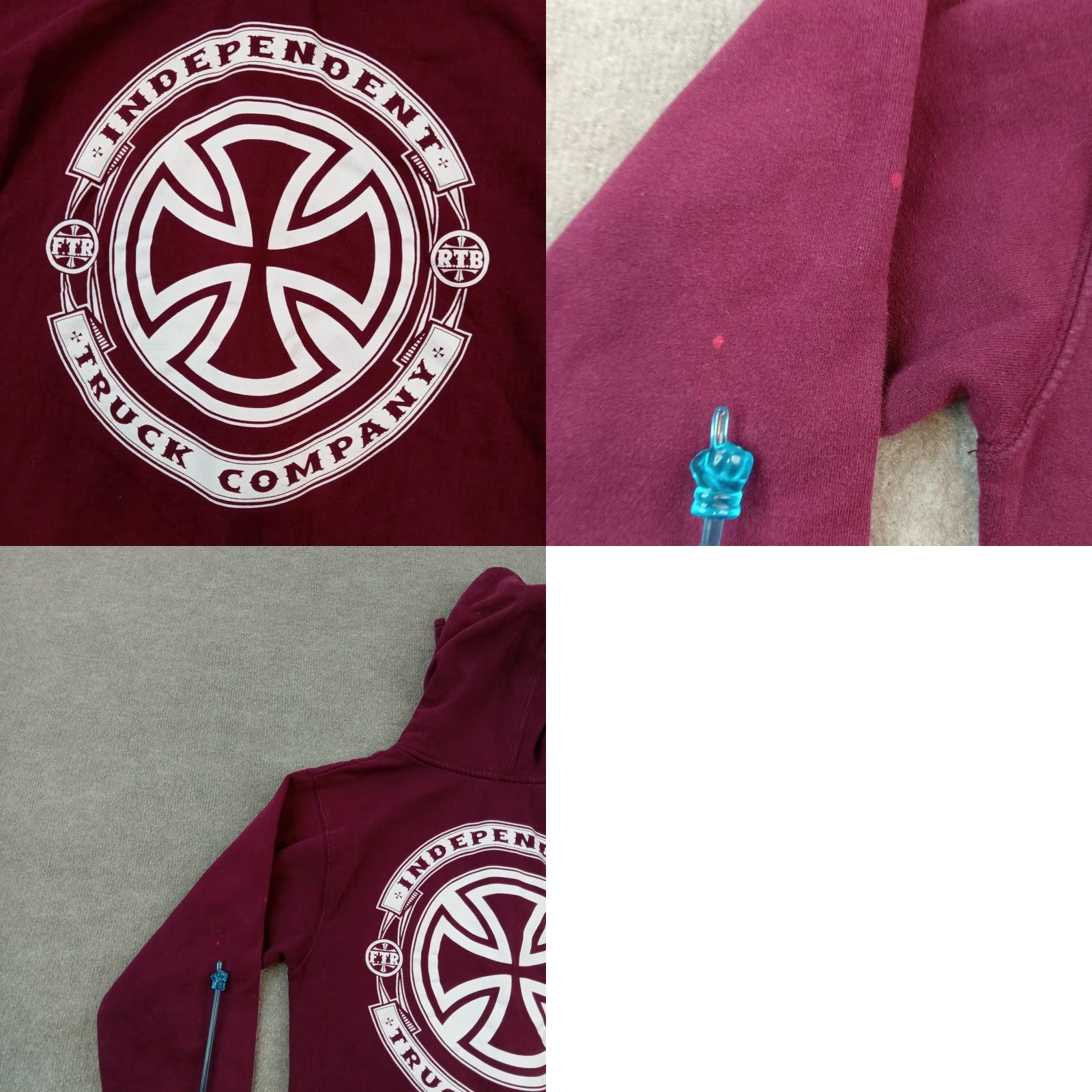 Vintage Independent Trading Company Hoodie Mens Small Red Hooded Long Sleeve Zip Full Zip Skater Size US S / EU 44-46 / 1 - 9 Thumbnail