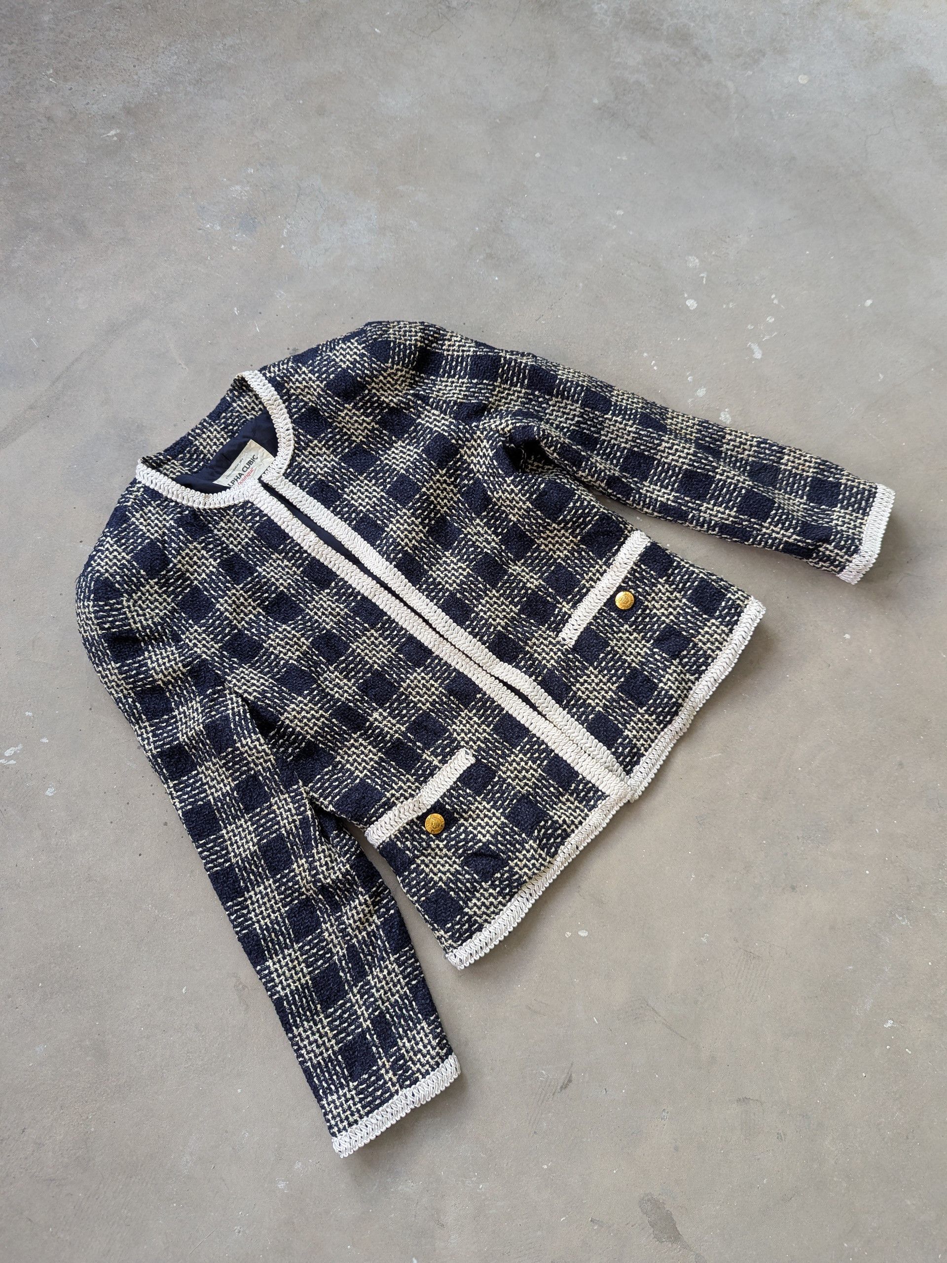 Japanese Brand × Vintage Vintage Wool Tweed Jacket Alpha Cubic Inspired Chanel Size S / US 4 / IT 40 - 3 Thumbnail