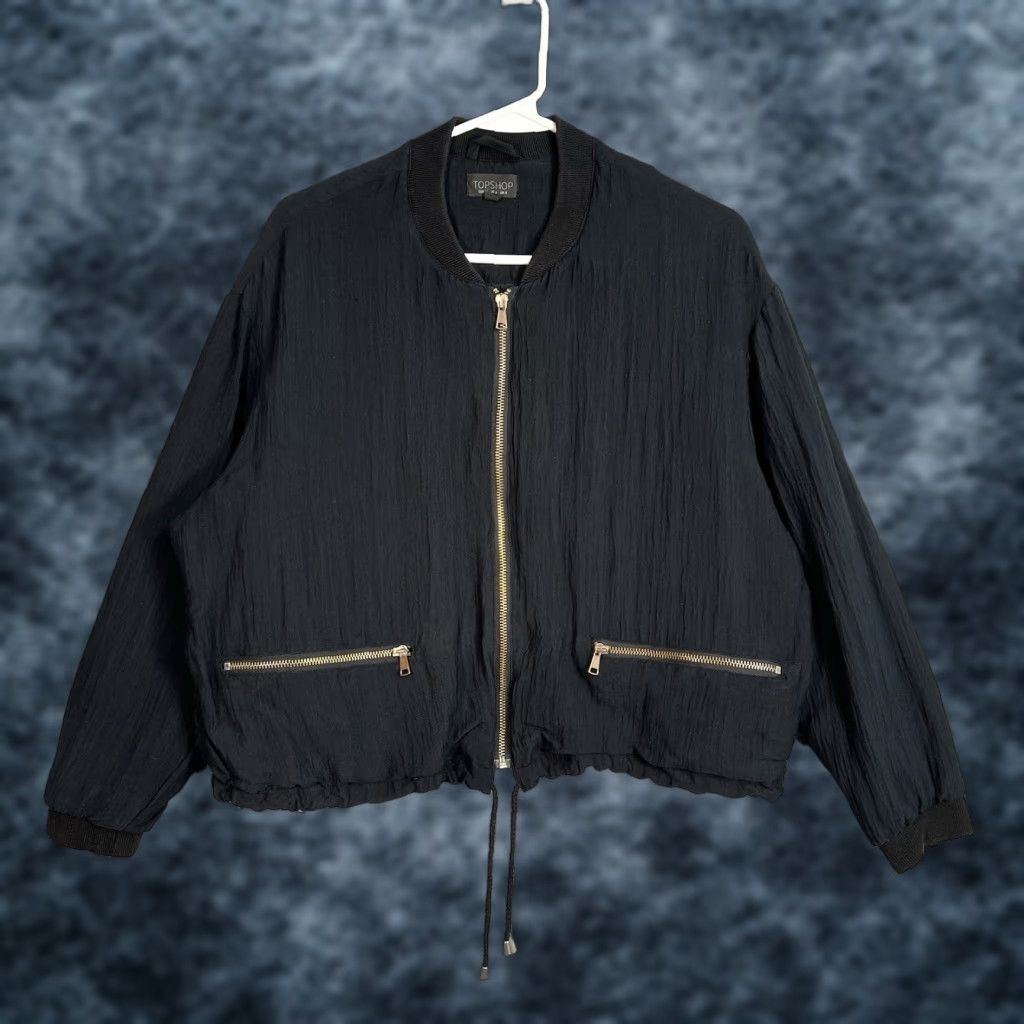 Topshop TopShop Jacket Bomber Womens Size 4 Black Lightweight Full Zip Shirt Size S / US 4 / IT 40 - 1 Thumbnail