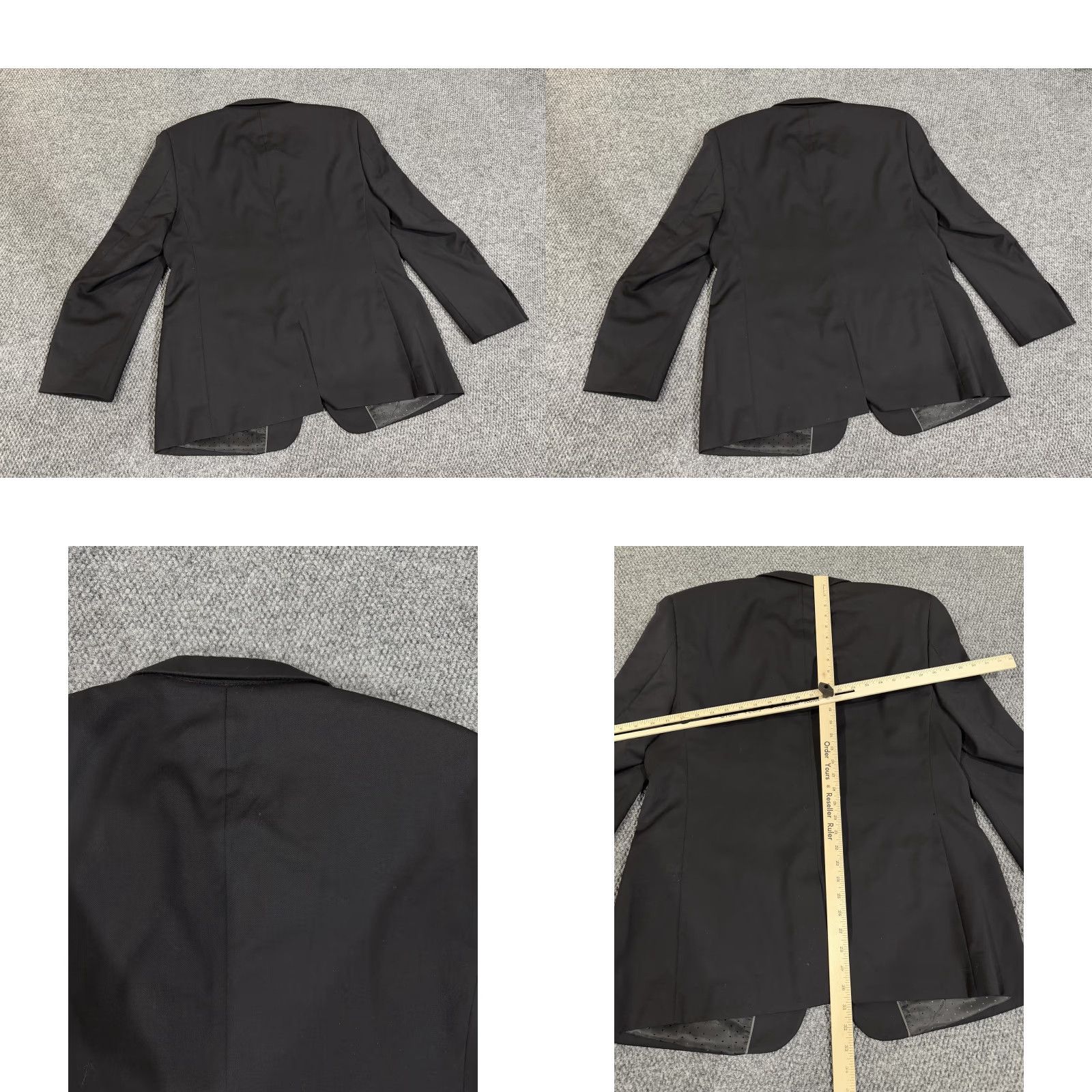 Vintage Linea Uomo Blazer Mens 44R Black 100% Wool Classic Fit Two-Button Notch Lapel Suit Jacket Size 44R - 9 Thumbnail