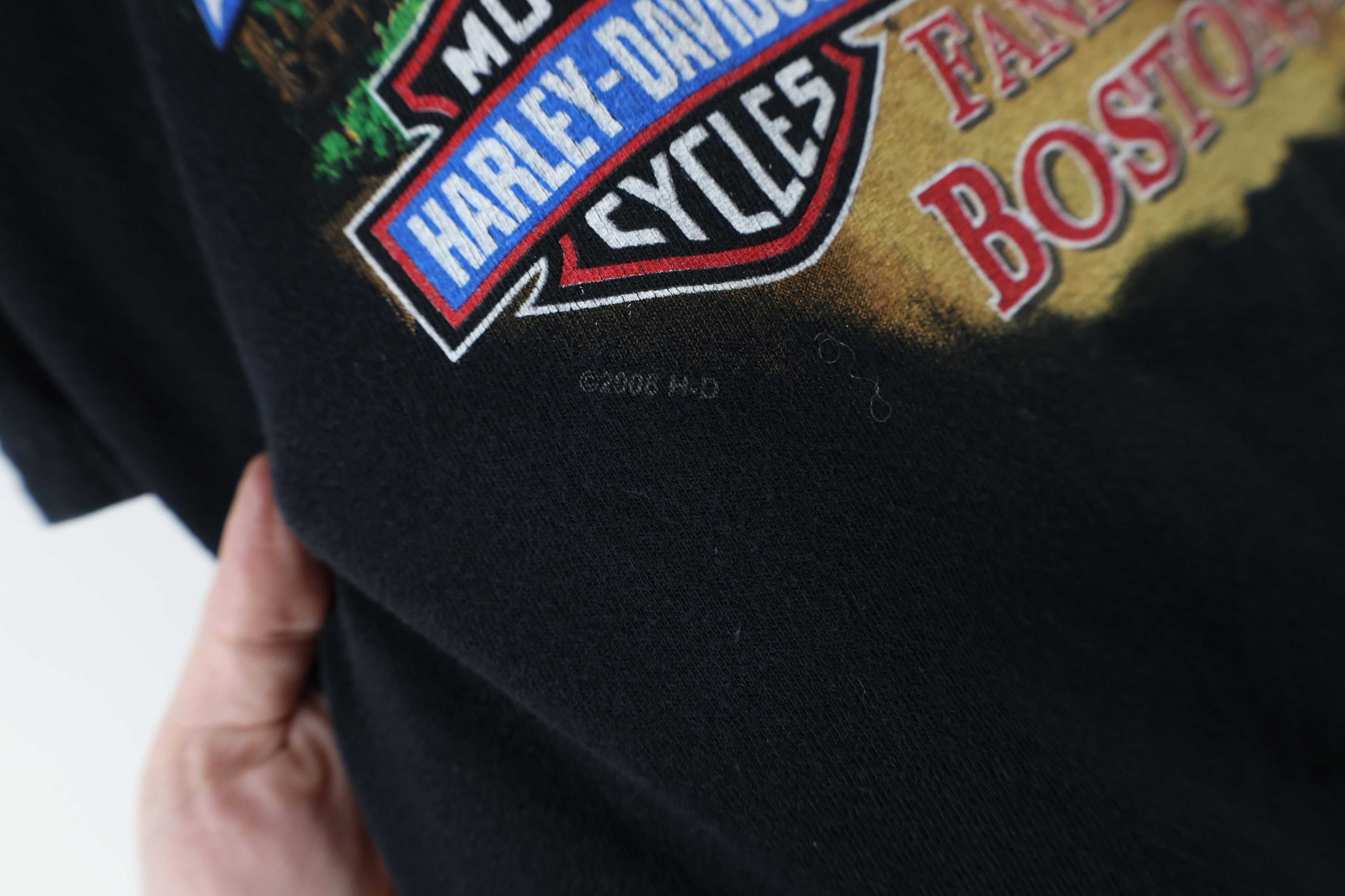 Harley Davidson × Vintage Vintage Y2K Harley Davidson Spell Out Boston T-Shirt Black Size US L / EU 52-54 / 3 - 10 Thumbnail