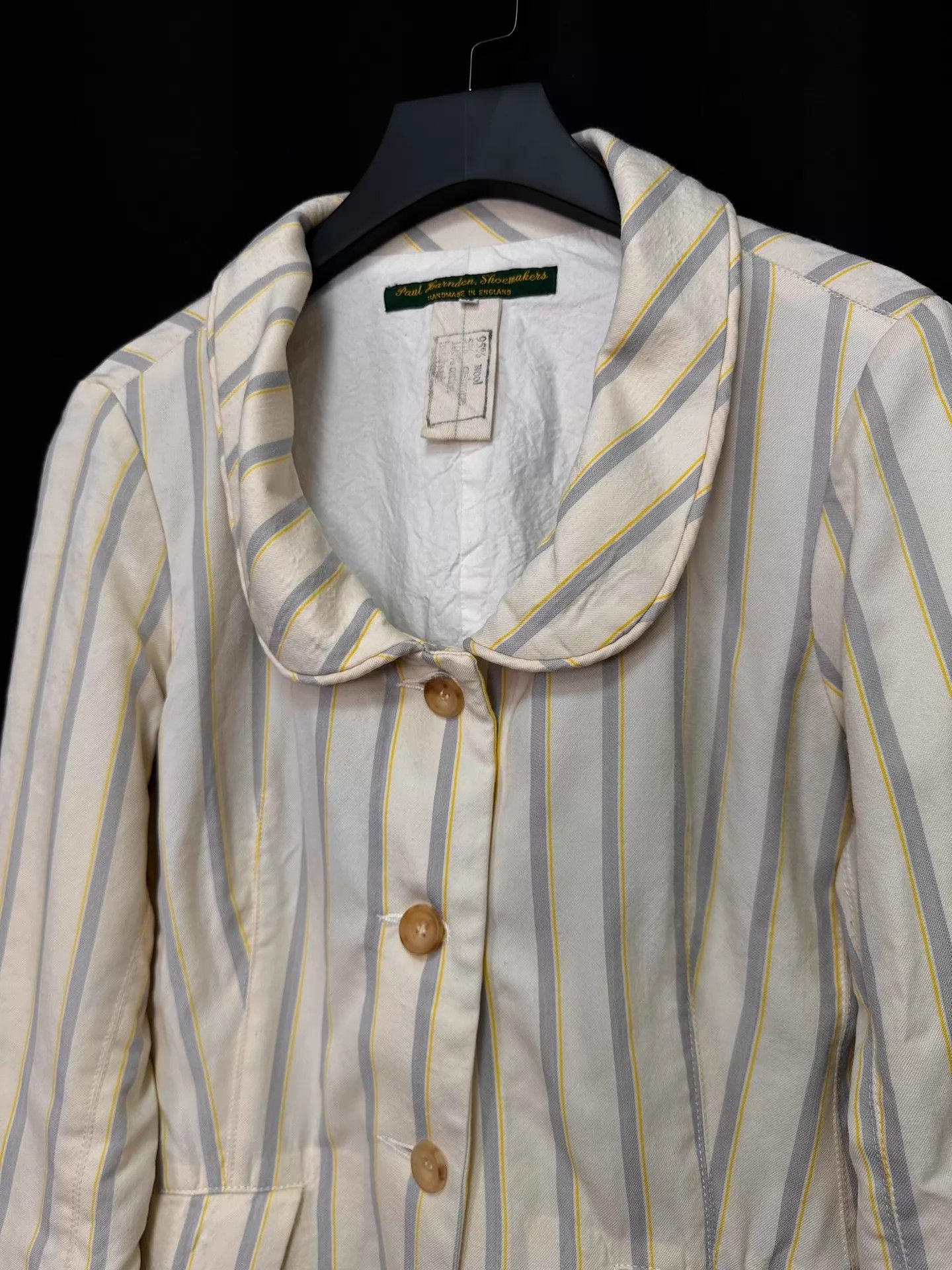 Paul Harnden Shoemakers Paul Harnden Striped Wool Short Jacket Lavender-Cream Size XS / US 0-2 / IT 36-38 - 6 Thumbnail