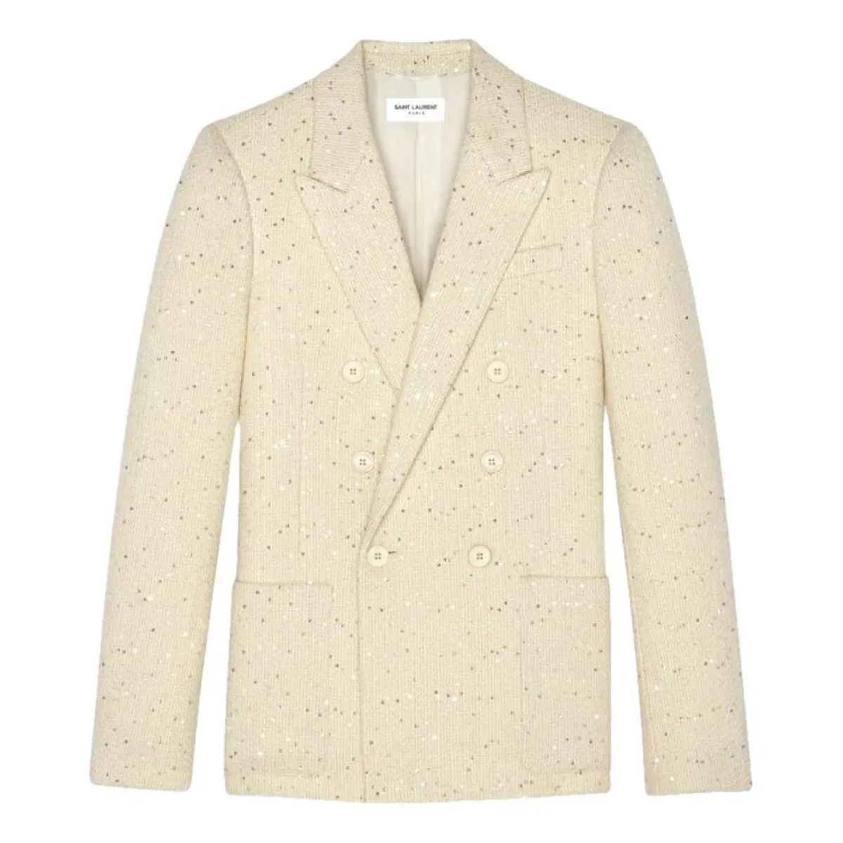 Saint Laurent Paris Saint Laurent Double-Breasted Sequin Wool Blender Blazer Size M / US 6-8 / IT 42-44 - 1 Thumbnail