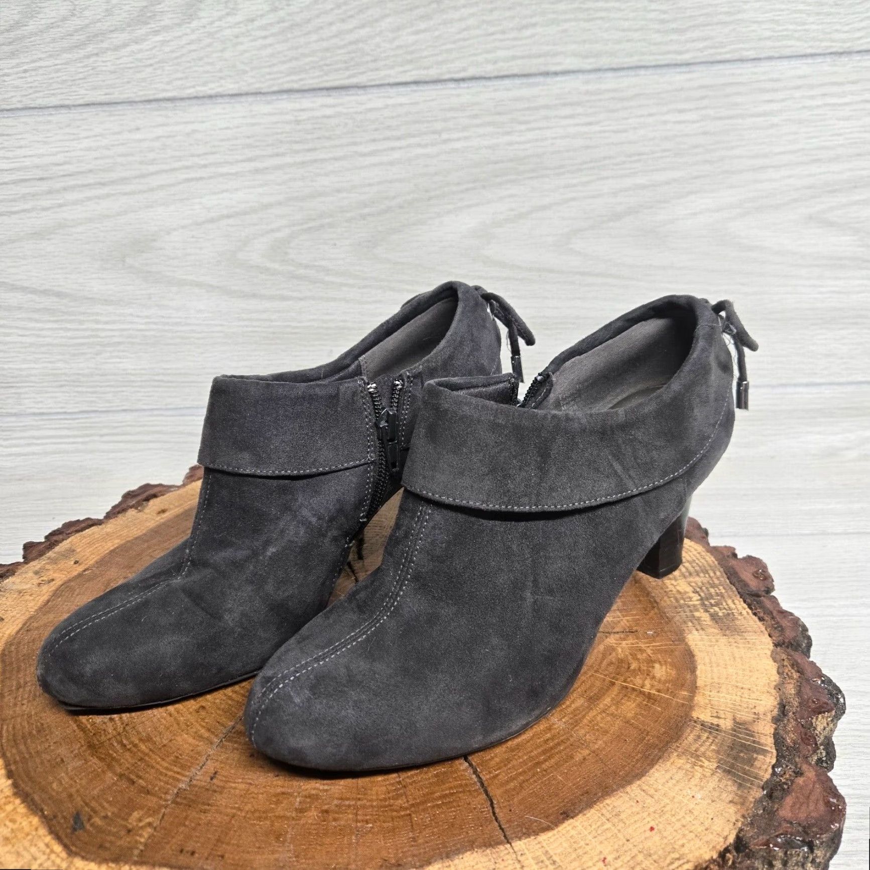 Coach VINTAGE Coach & Four Booties Women 7.5 Black Suede Slip On Ankle Boot High Cone Heel - Women’s Size 7.5 Black Suede Boots Size US 7.5 / IT 37.5 - 2 Thumbnail