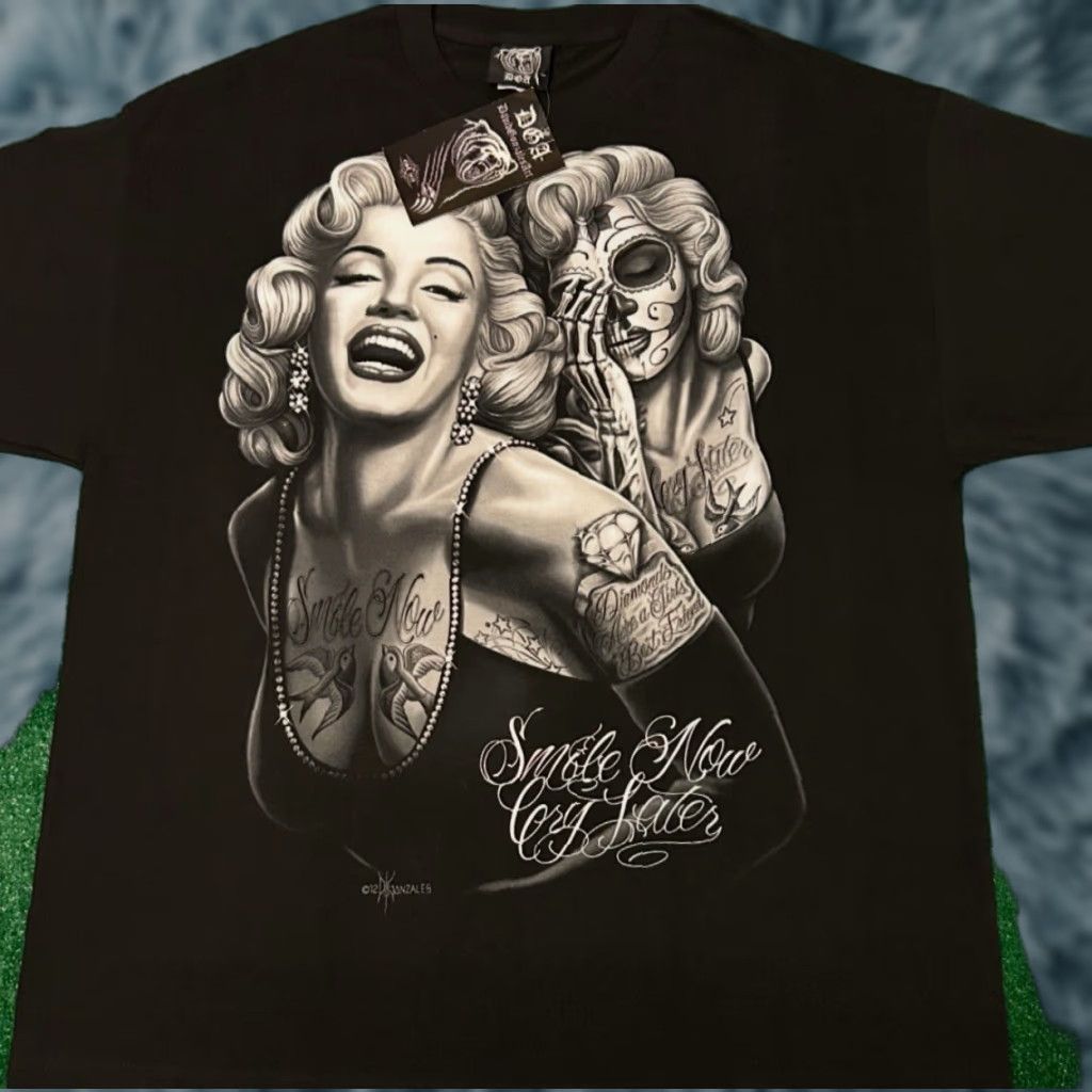 Vintage VINTAGE David Gonzales 2XL T-Shirt Men Black Shirt 90s Y2K Marilyn Monroe Chicano Art Punk Grunge Hip Hop New Size US XXL / EU 58 / 5 - 1 Thumbnail