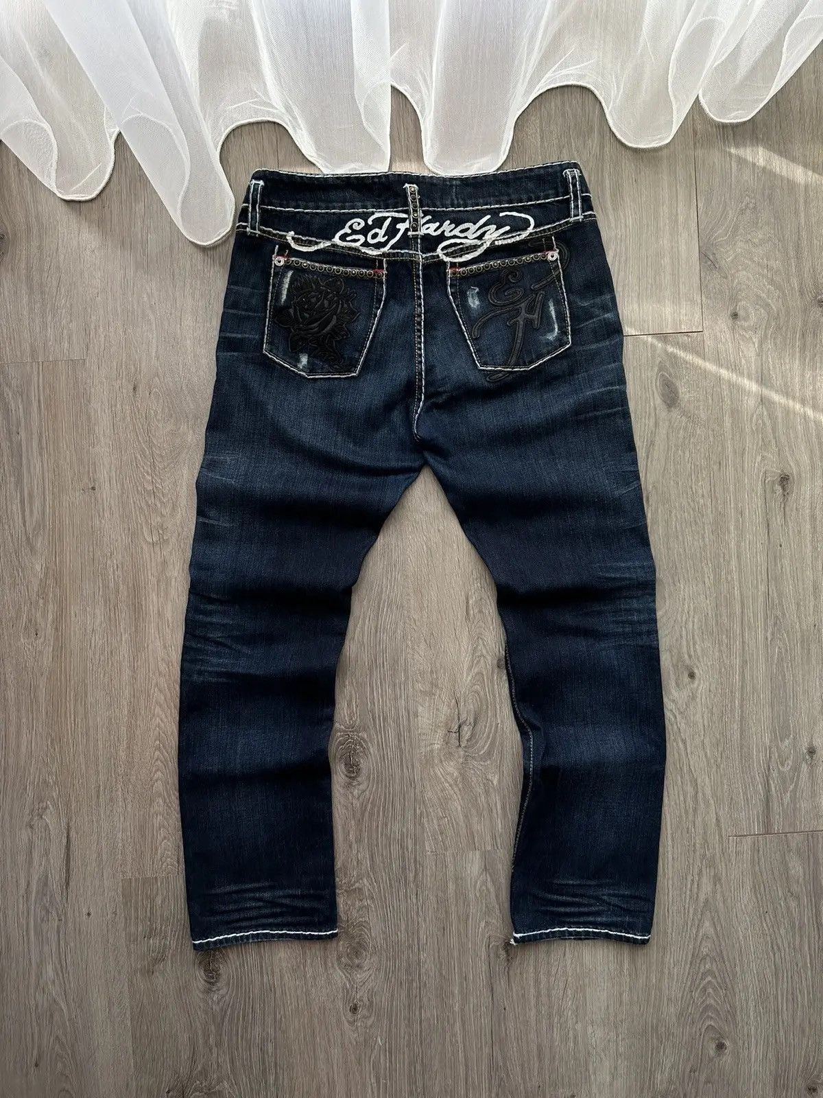 Christian Audigier × Ed Hardy × Vintage Vintage Ed Hardy Christian Audigier Denim Pants Size US 29 - 2 Thumbnail