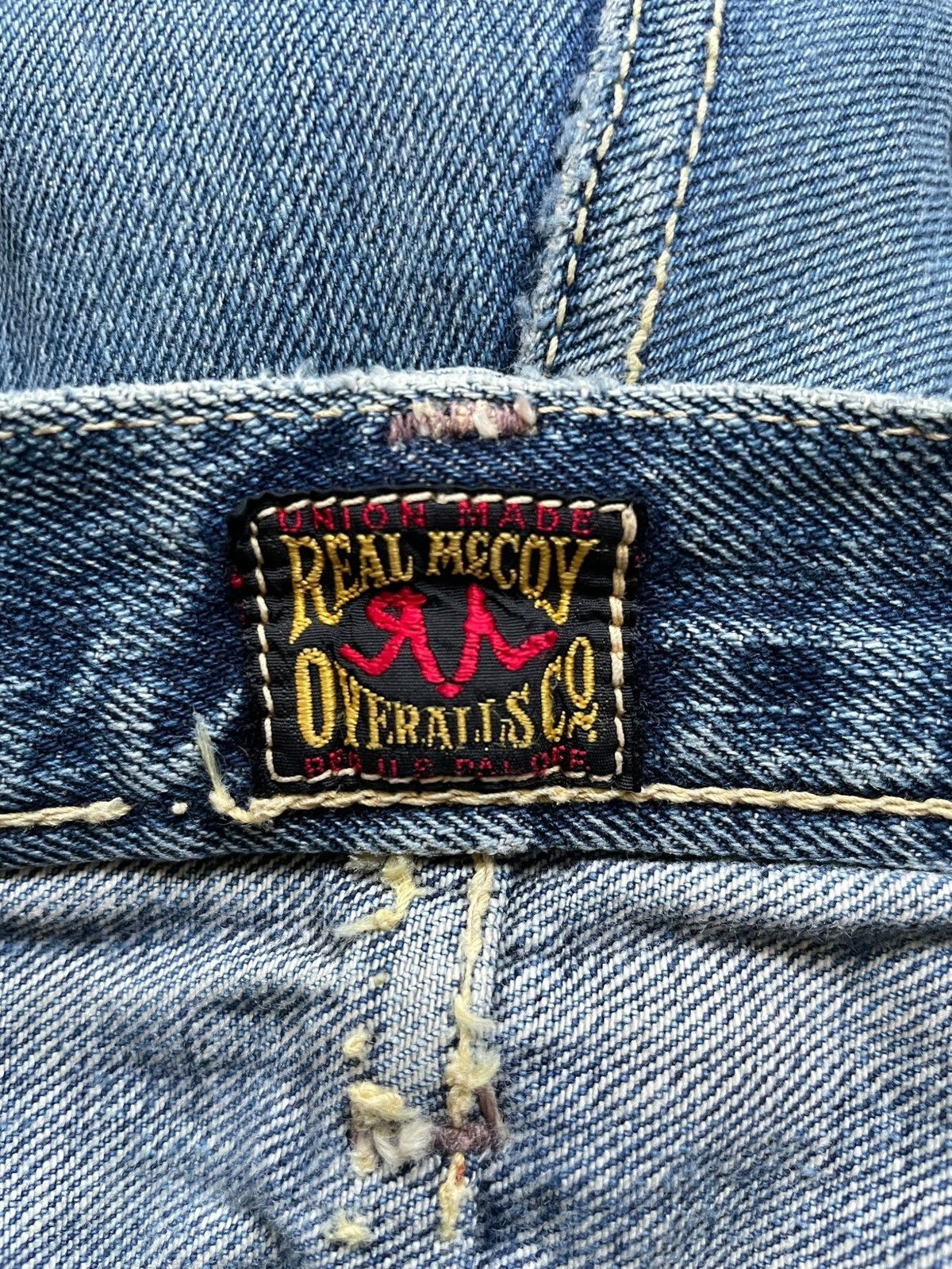 The Real McCoy's Vintage 80s Real Mc Coy Selvedge Distressed Loose Baggy Jean Size US 33 - 10 Thumbnail