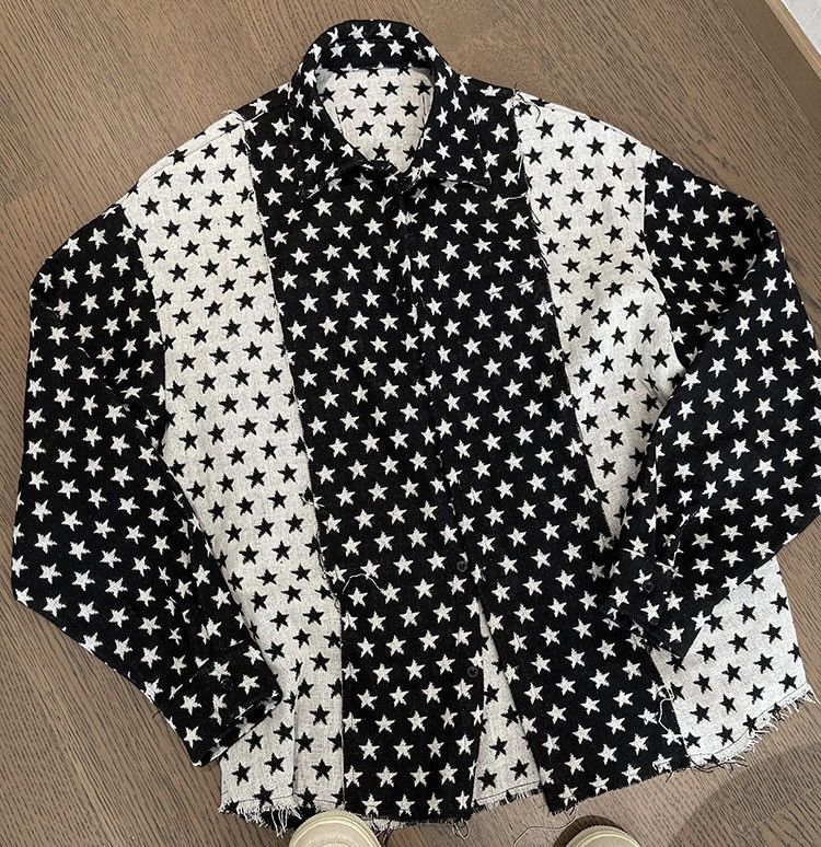 Japanese Brand × Vintage Avant garde y2k oversized distressed star panel shirt Size US XL / EU 56 / 4 - 6 Thumbnail