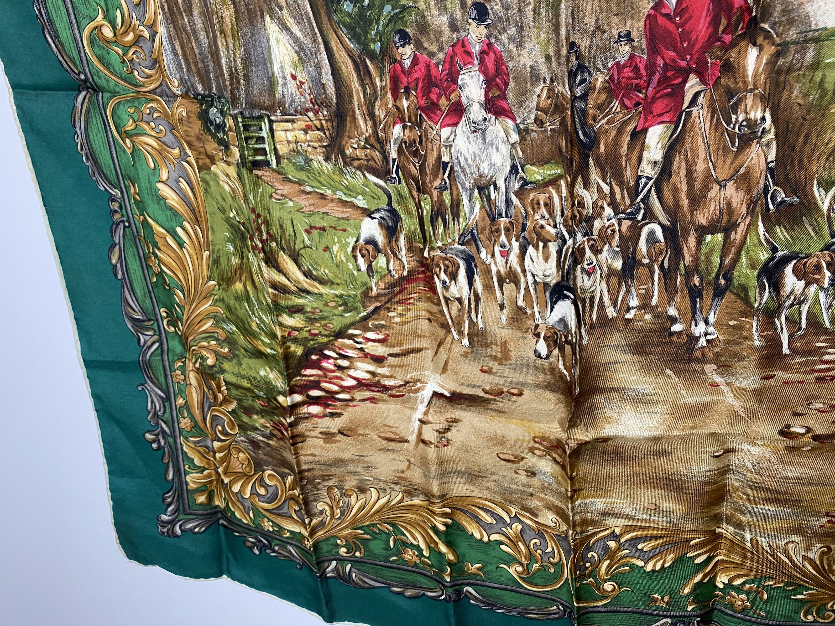 Vintage VINTAGE HUNTING DOG MOTIF SILK SCARF Size ONE SIZE - 6 Thumbnail
