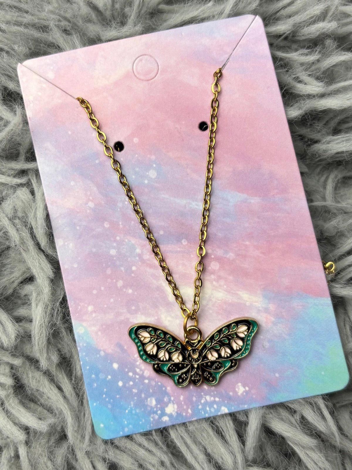 Handmade Butterfly necklace black white green Size ONE SIZE - 1 Preview