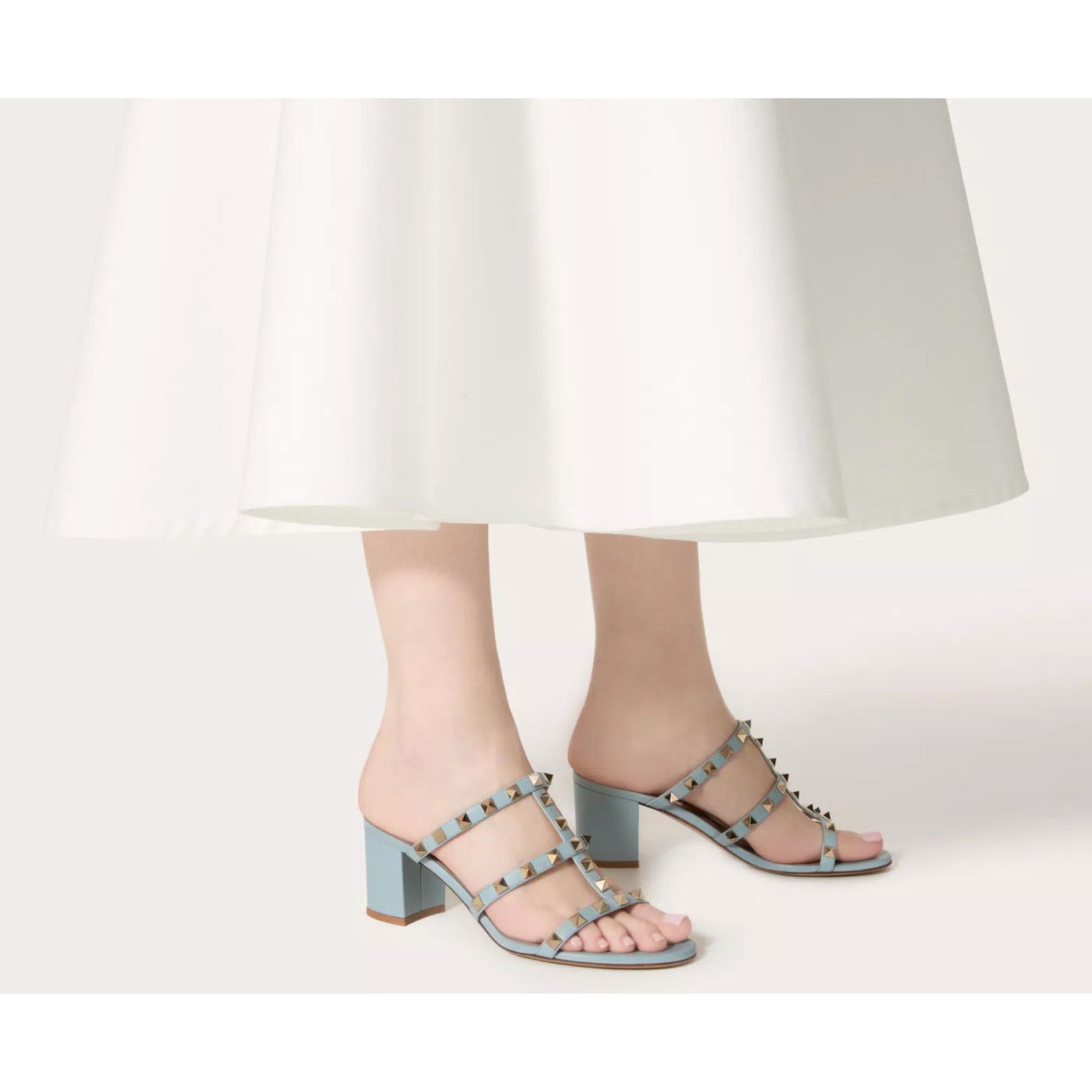 Valentino Valentino Rockstud City Slide 60mm Mule Blue Caged Sandal Size US 7.5 / IT 37.5 - 3 Thumbnail