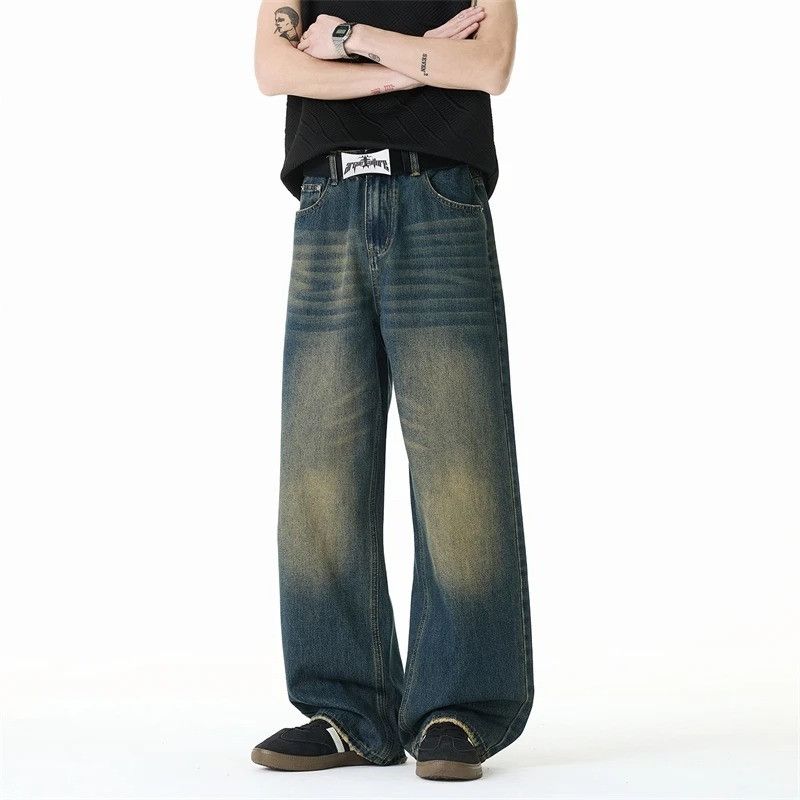 Washed Vintage Dark Blue Men's Jeans