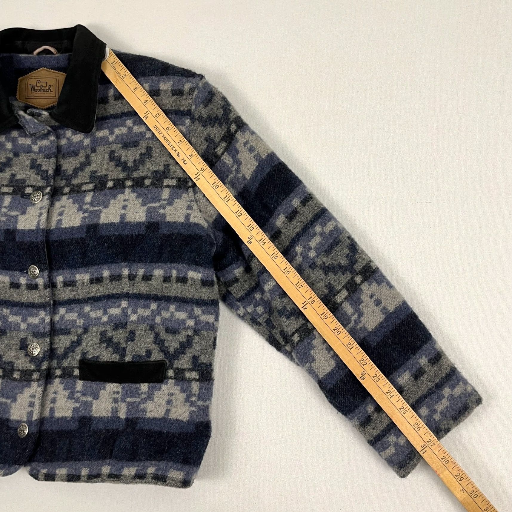 Vintage Woolrich Jacket Womens M Blue Denim Stripe Aztec Western Navajo Boho VTG Woolrich Jacket Size M / US 6-8 / IT 42-44 - 7 Thumbnail