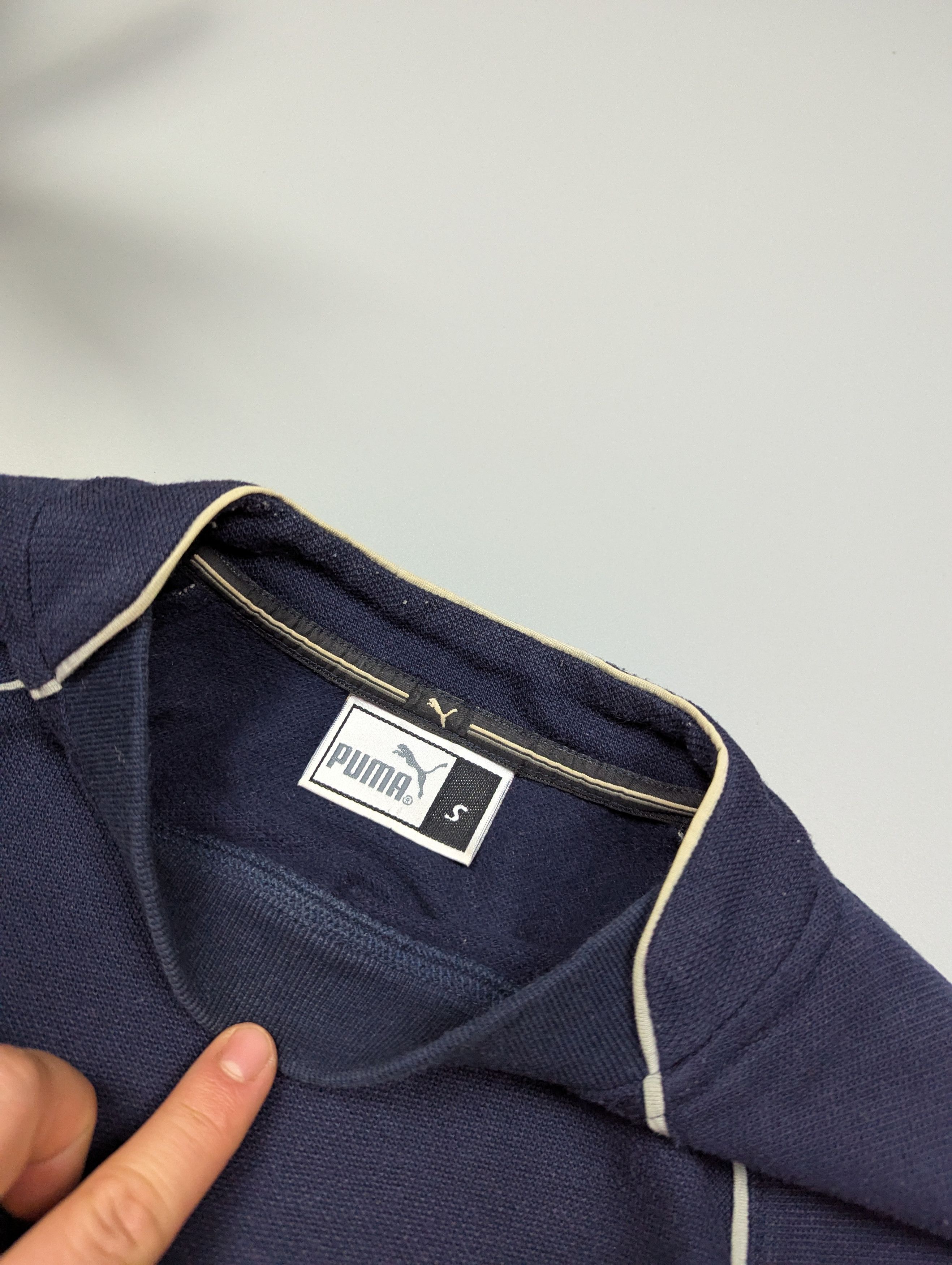 Puma VTG Puma Striped Logo Sweatshirt Navy Cotton Pullover Size US S / EU 44-46 / 1 - 5 Thumbnail