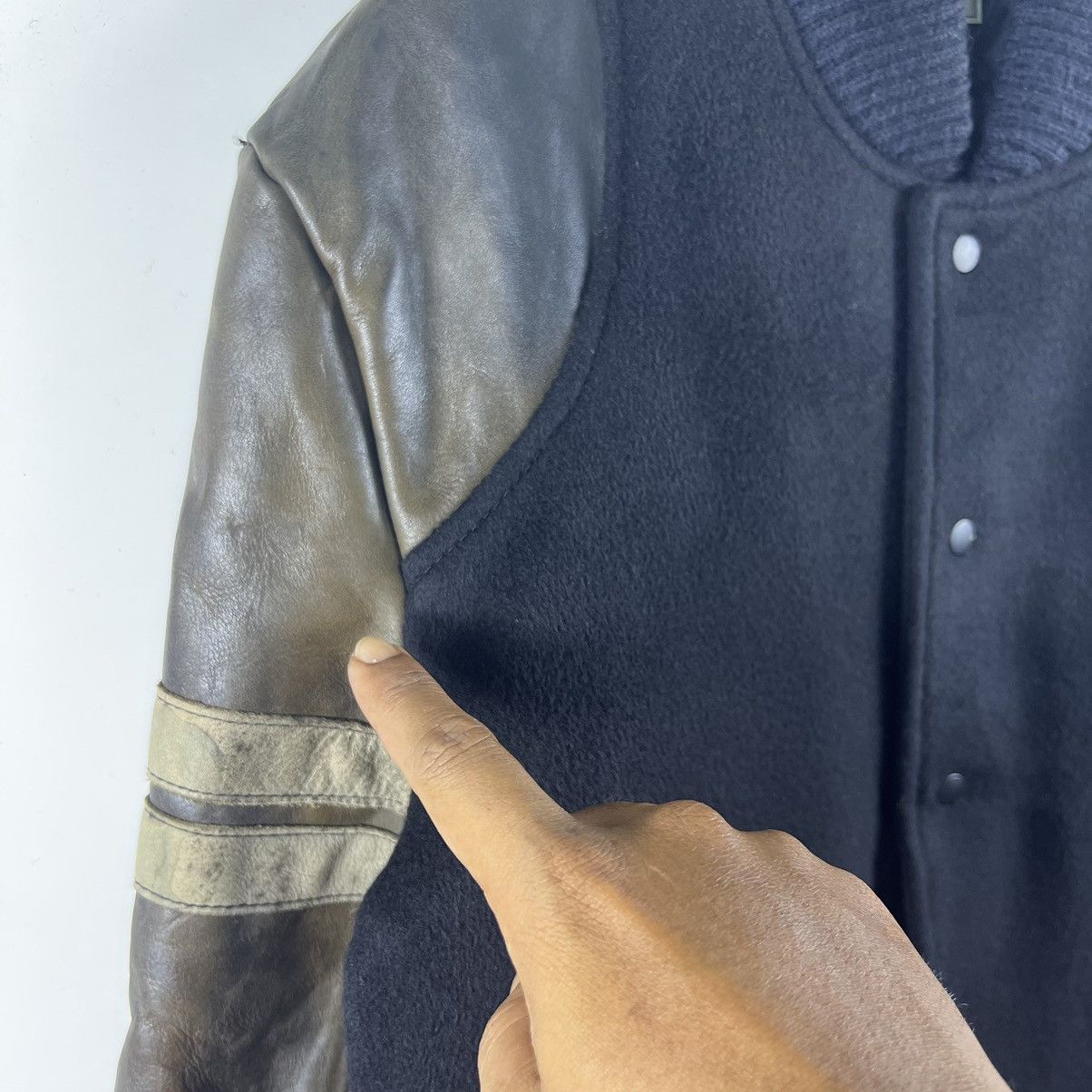 Other ⚡️ ACOUSTIC VINTAGE DISTRESSED VARSITY LEATHER JACKET - M Size US M / EU 48-50 / 2 - 8 Thumbnail