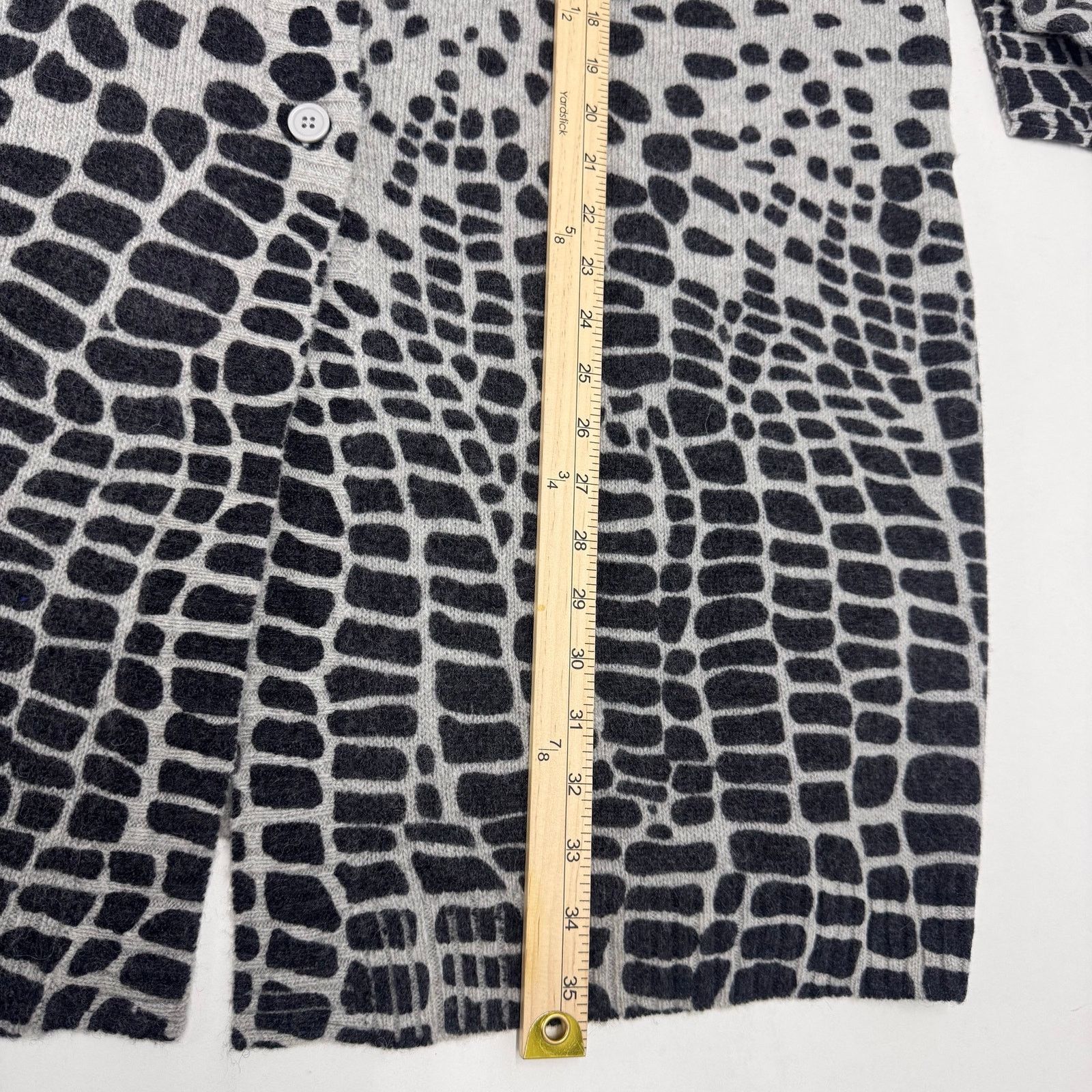 Marina Rinaldi Marina Rinaldi Grey Leopard Wool Blend Cardigan Sweater XL Size 3XL / US 20-22 - 6 Thumbnail