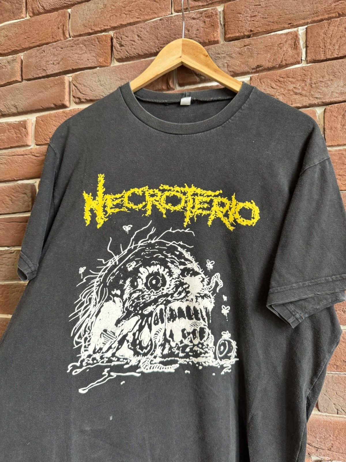 Band Tees Rare 2003 Necroterio Brasil Death Metal Band Tee L Black 00s Size US L / EU 52-54 / 3 - 5 Thumbnail