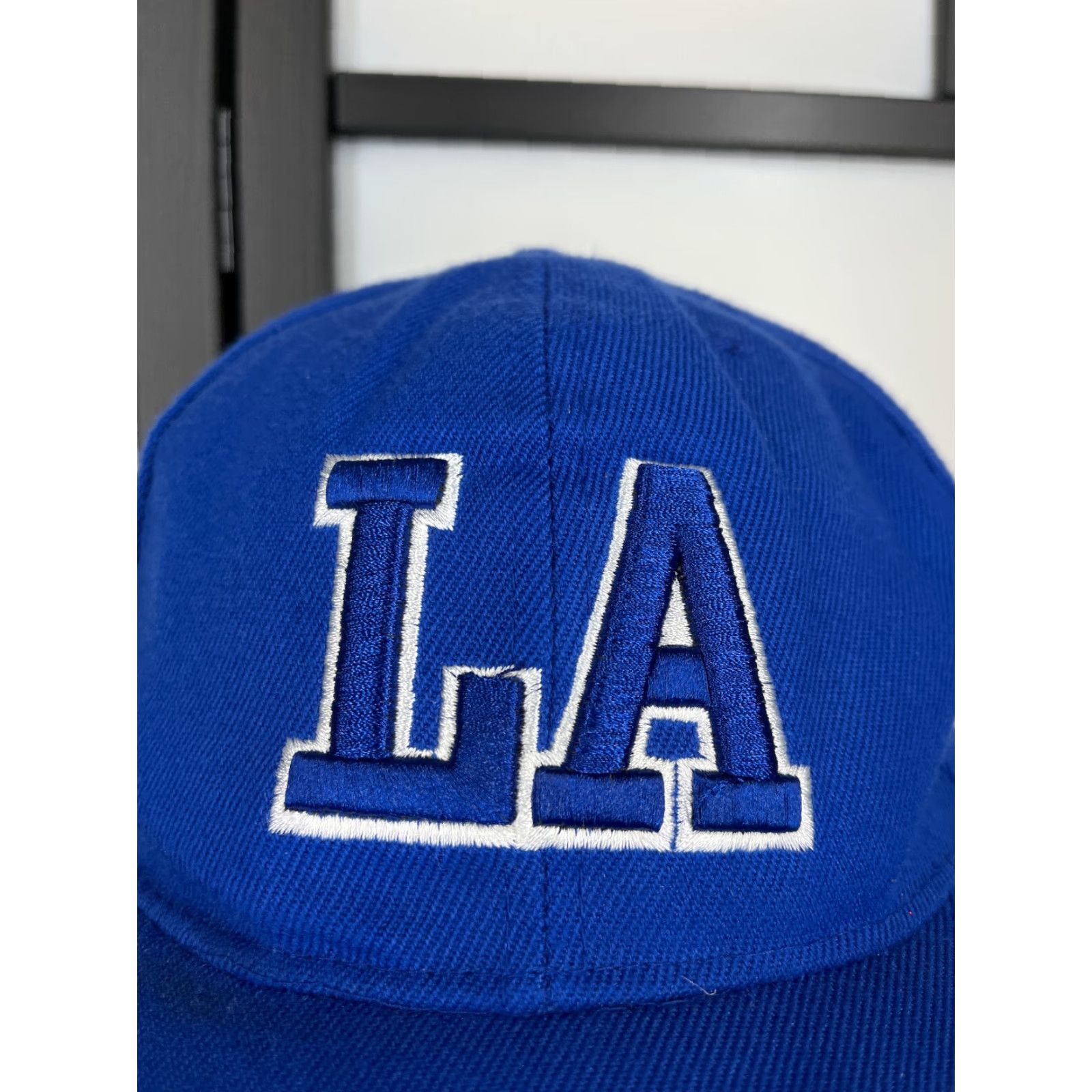 Vintage XP Cap Hat Fitted Adult Medium Blue LA Letters 100% Acrylic Twill Embroidered Cap Mens Style Baseball Cap Varsity LA 90s Theme Size ONE SIZE - 2 Thumbnail