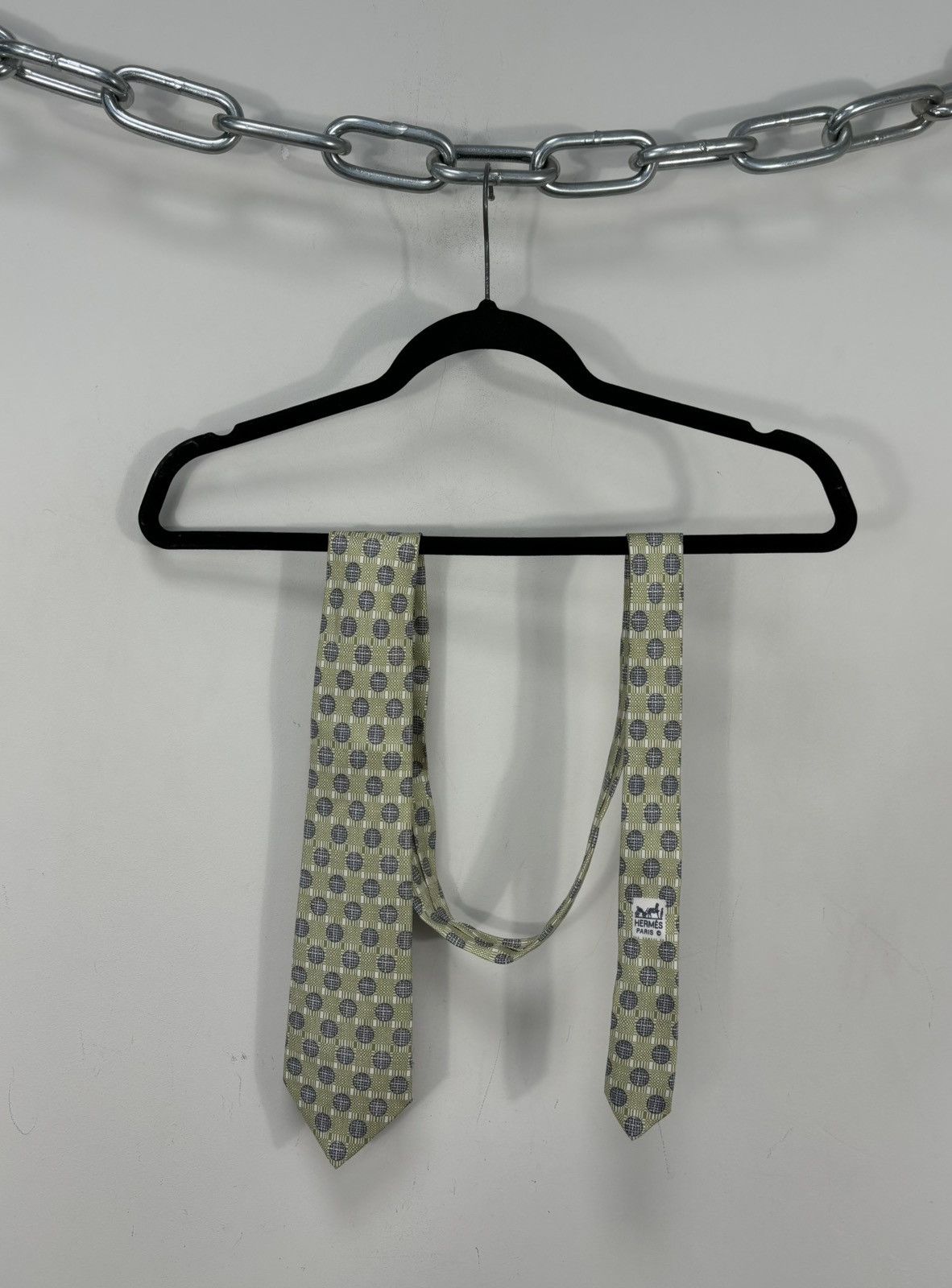 Hermes Hermes Circle Net Design Rare Luxury Silk Tie Size ONE SIZE - 7 Thumbnail