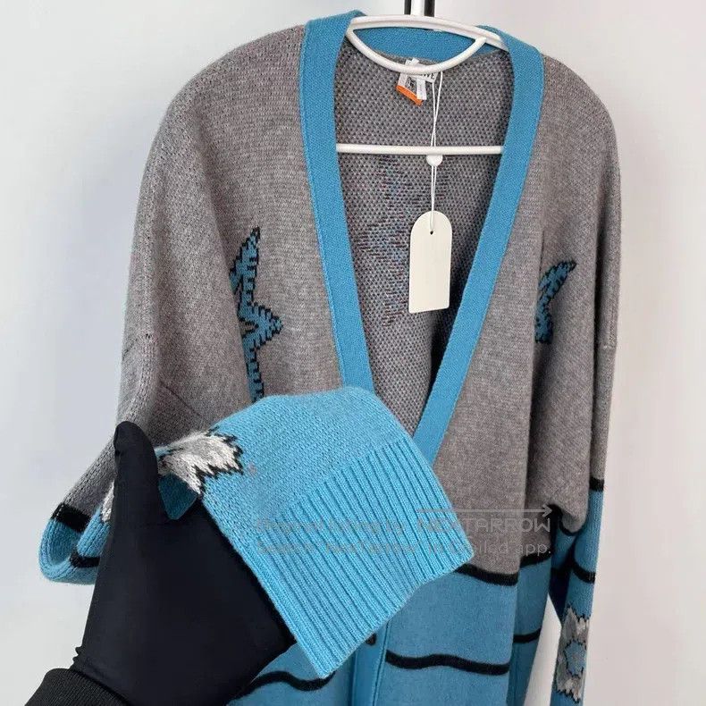 Loewe Loewe Wool Knit Cardigan - Blue Color Block Size M / US 6-8 / IT 42-44 - 4 Thumbnail