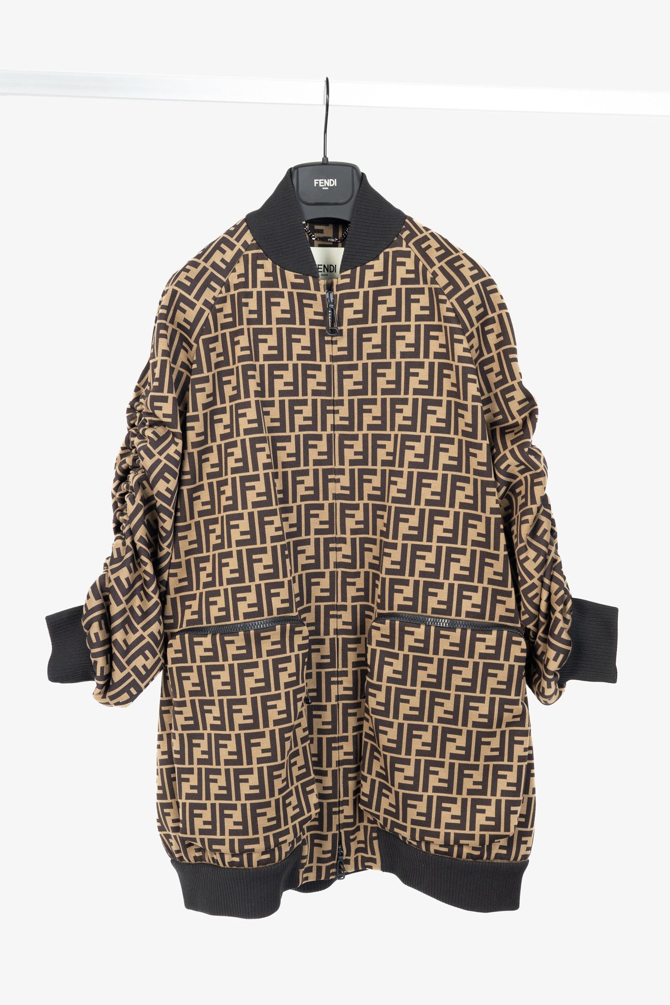 Fendi Fendi SS/19 FF-Motif Jersey Oversized Bomber Jacket Size S / US 4 / IT 40 - 1 Thumbnail